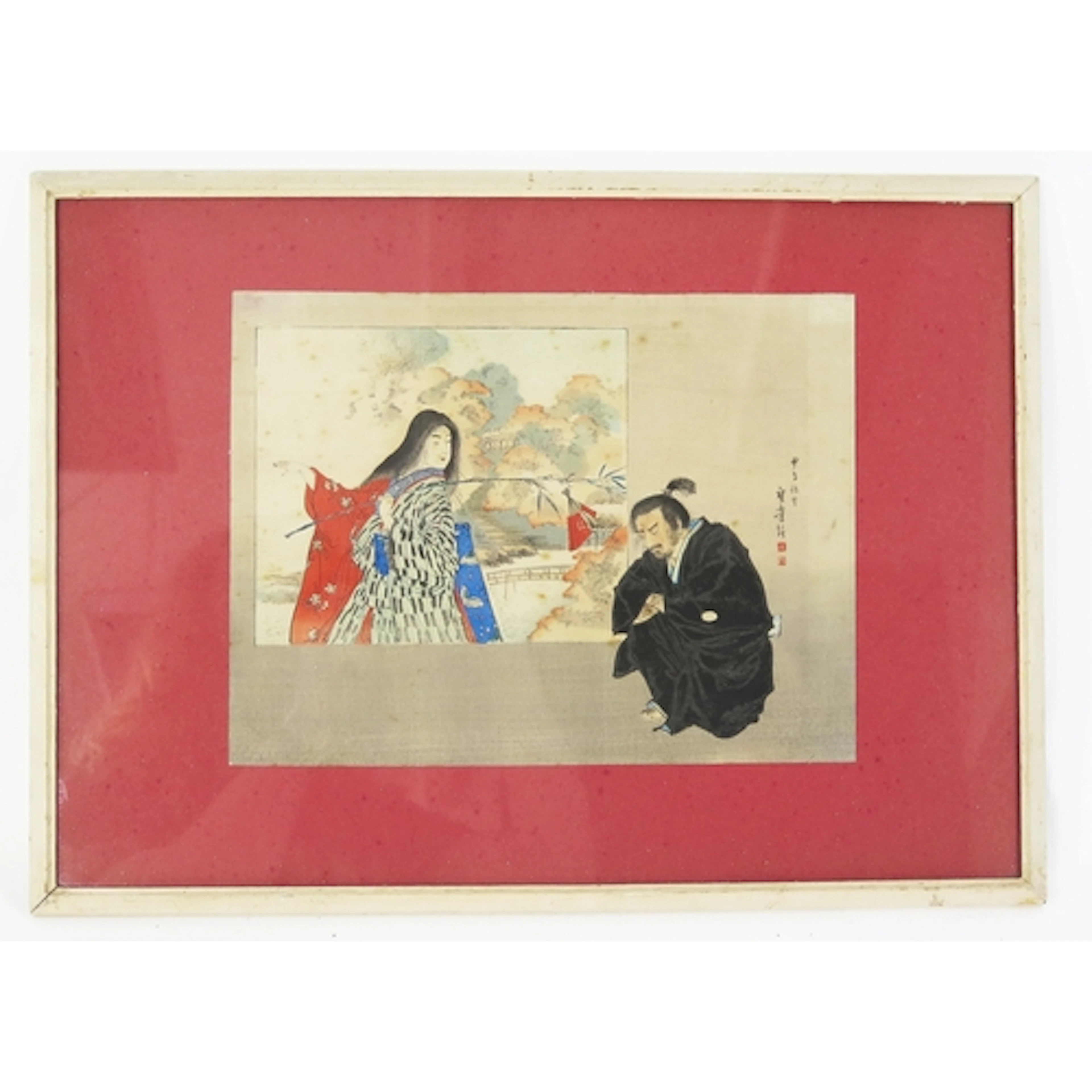 After Kogyo Terasaki, a wood block print depicting a woman p...