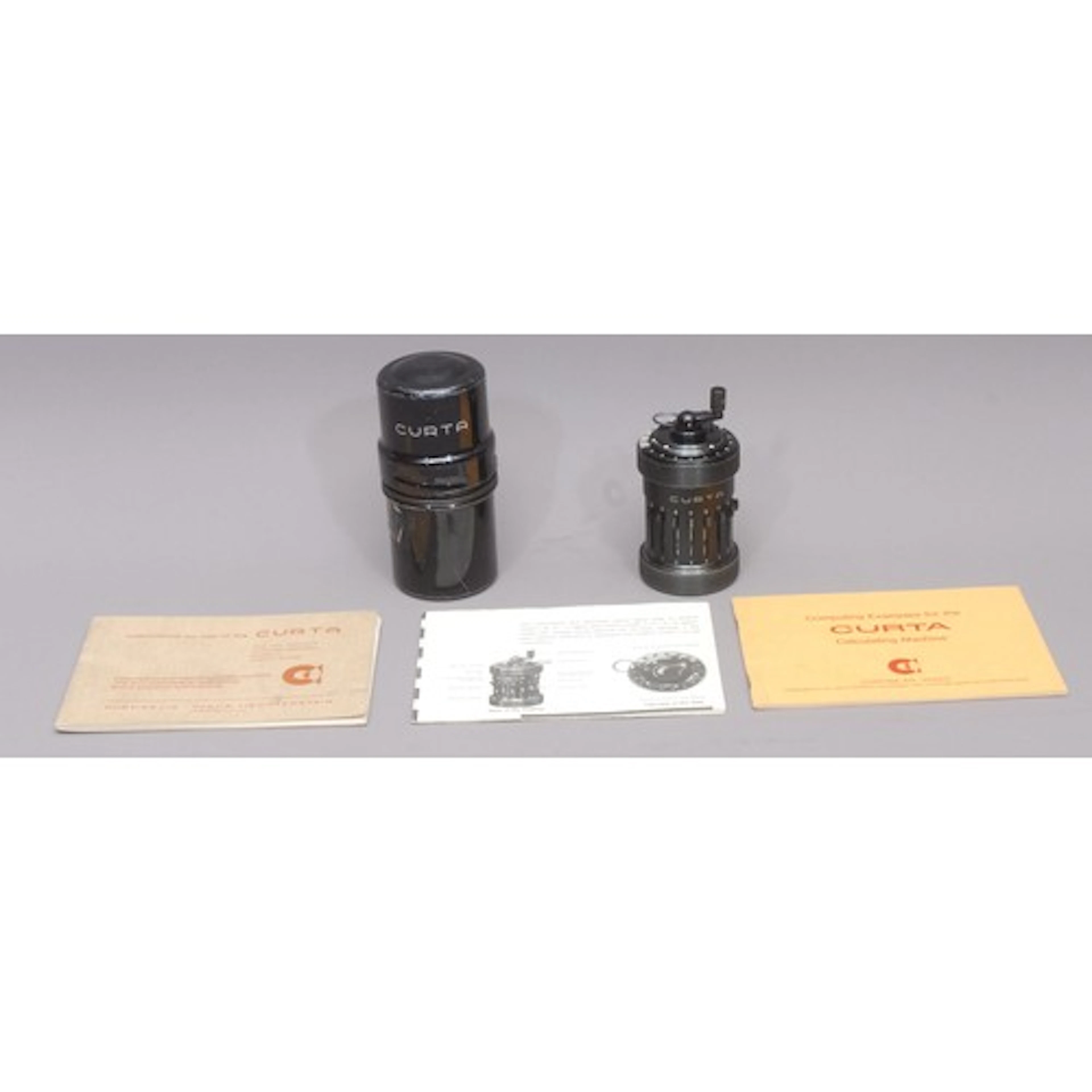A Curta type I mechanical calculator or counting machine, mo...
