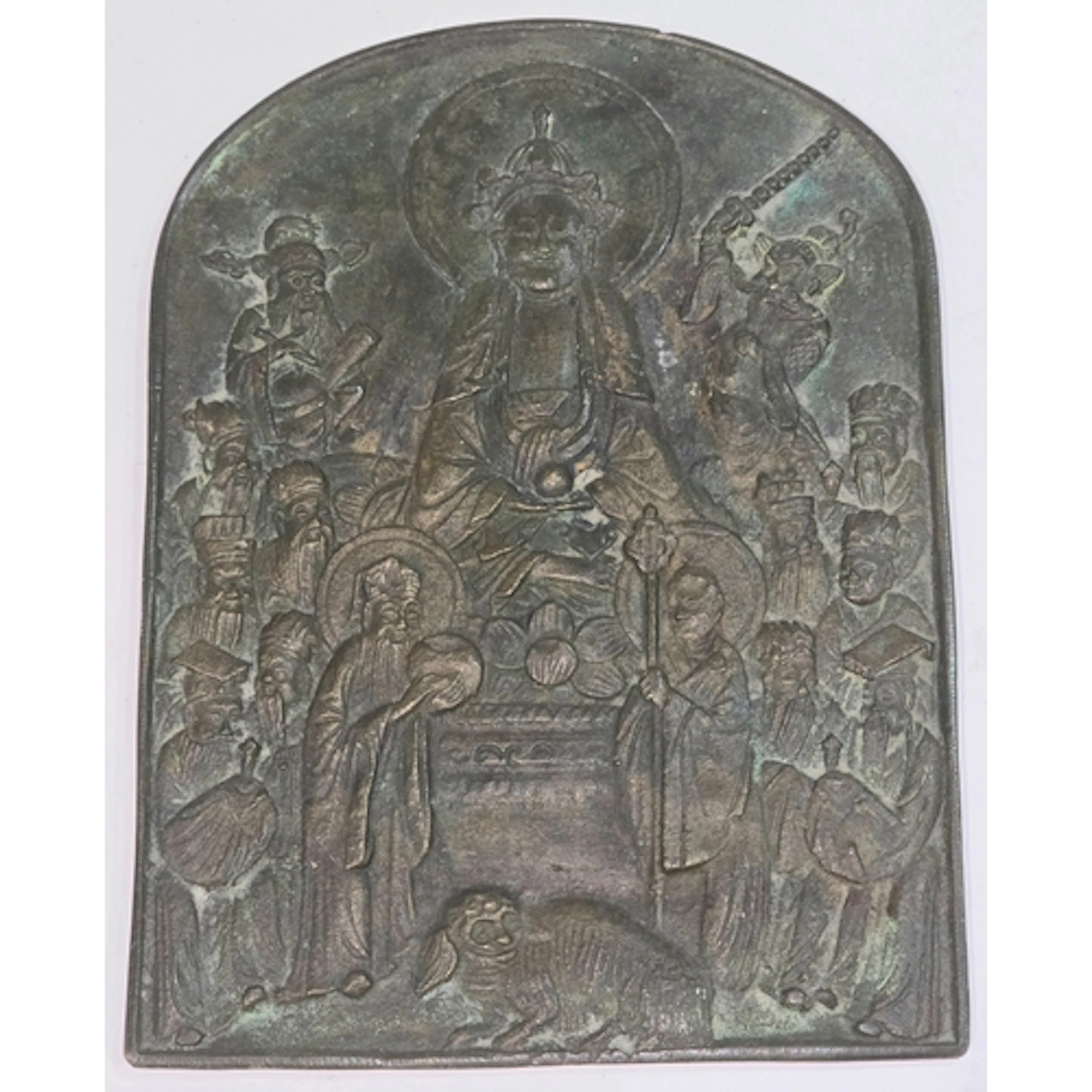 A Chinese Ming/Qing Dynasty bronze Buddhist plaque of rectan...