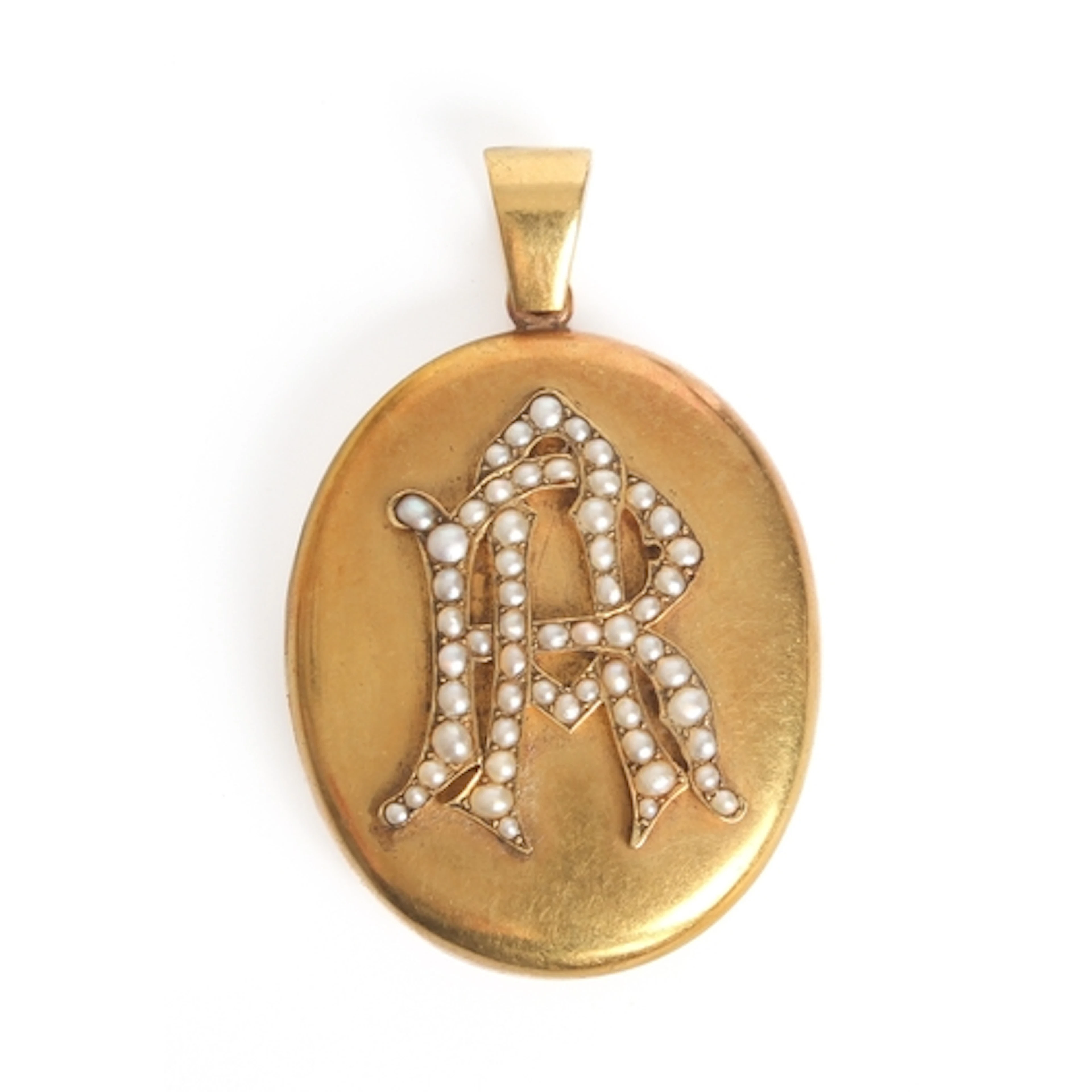 An antique 18ct yellow gold and seed pearl locket - late 19t...