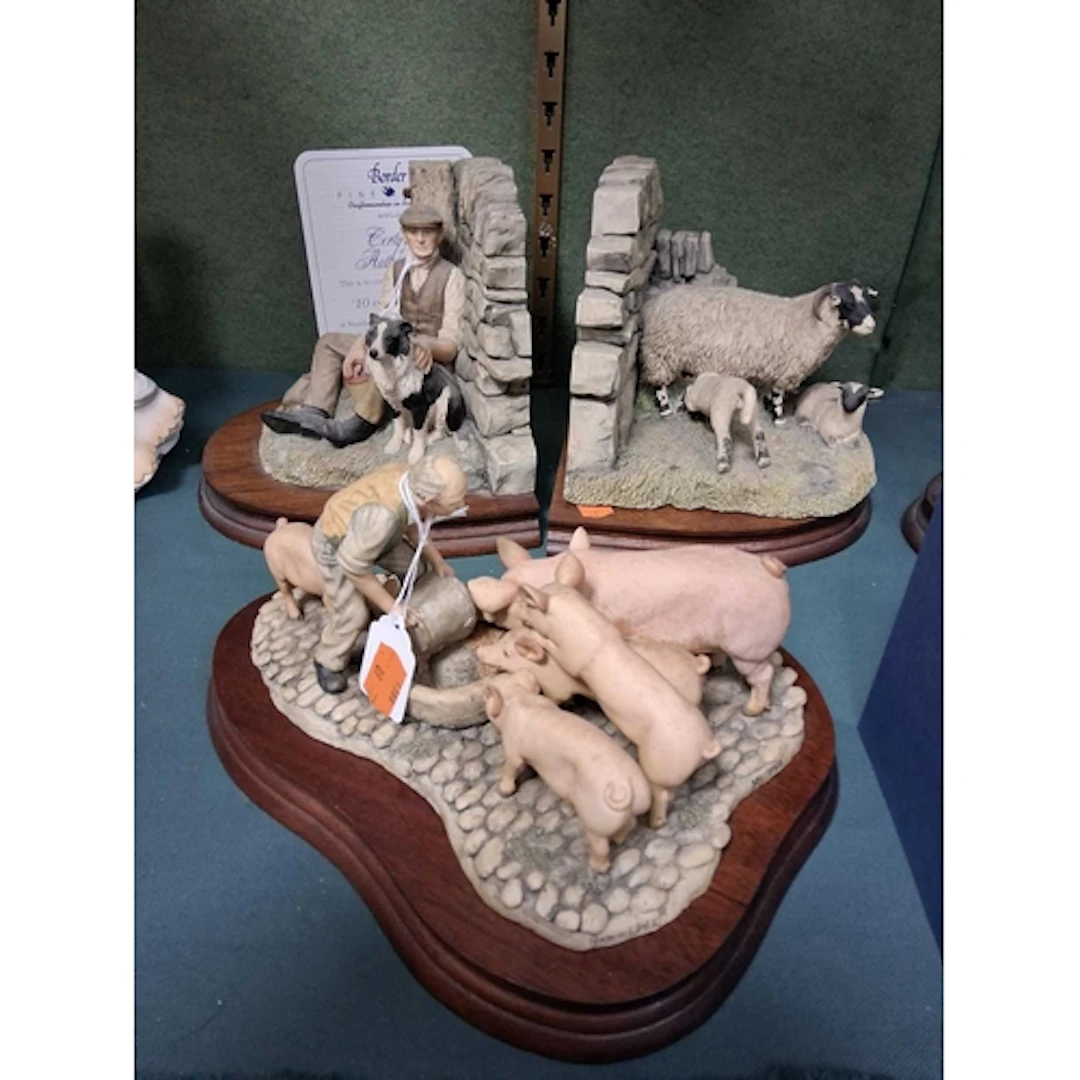 THREE BORDER FINE ARTS SCULPTURES, comprising 'Feeding Time'...