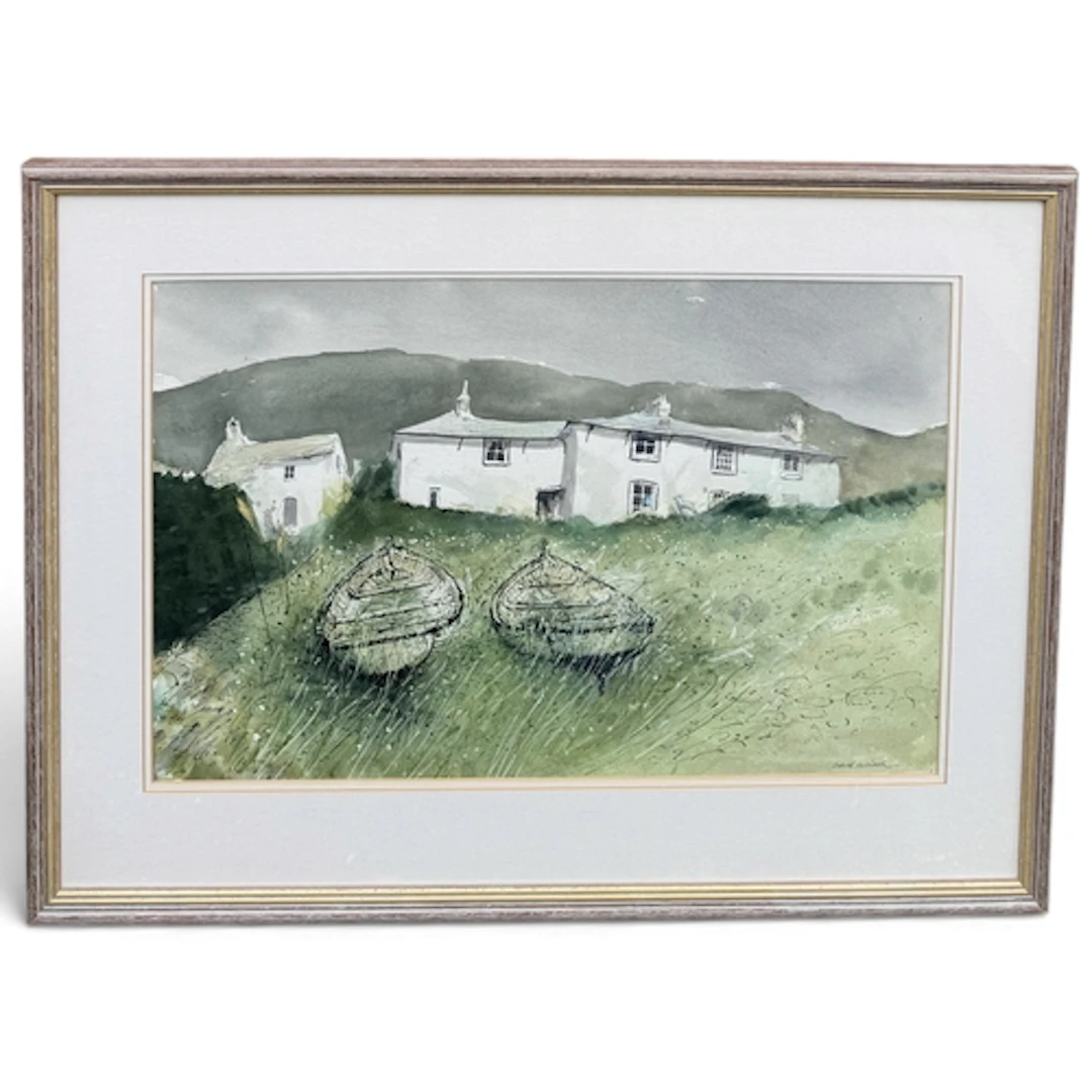 DAVID HISCOCK (BRITISH B.1956): BOATS AND GRASSES, SENNEN CO...