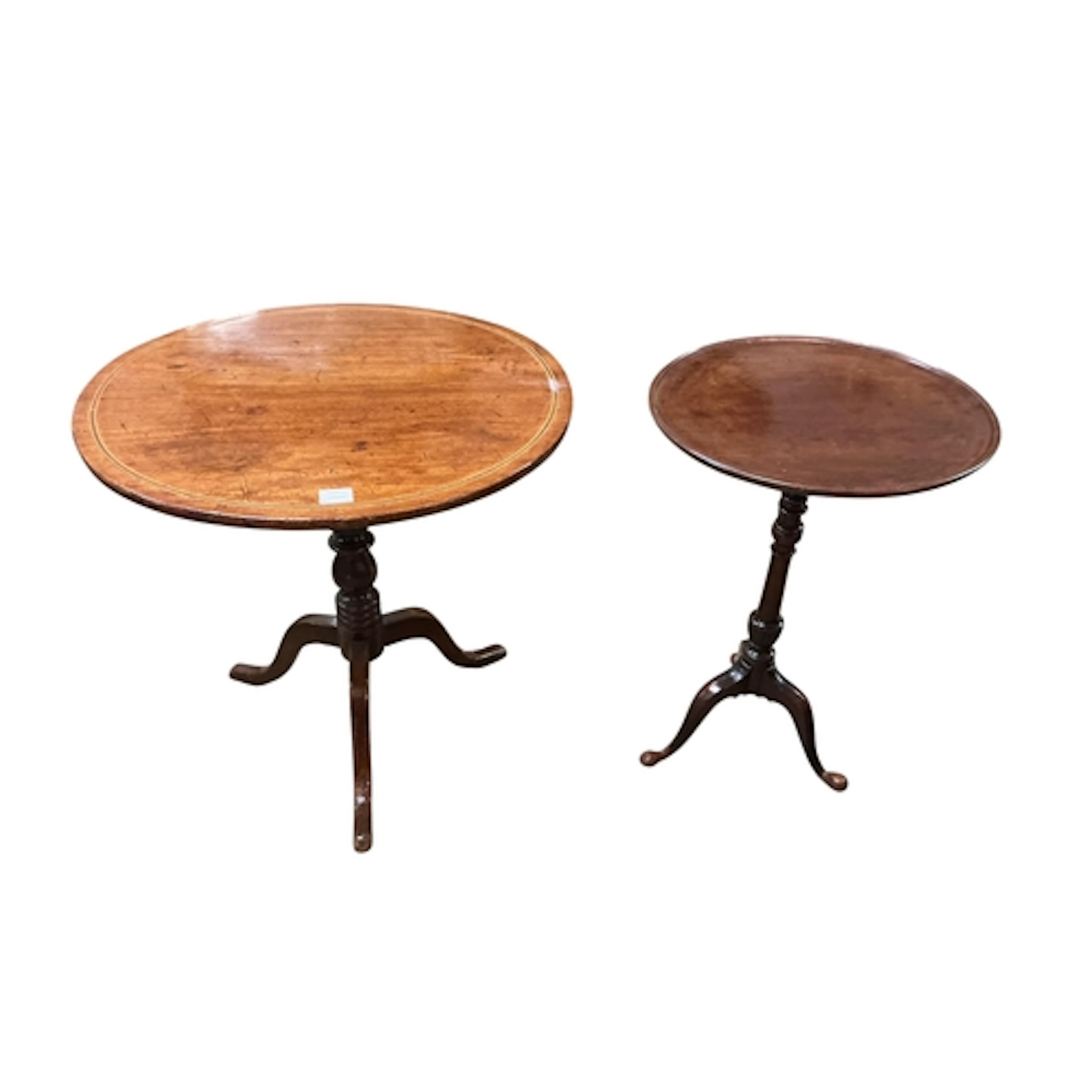 A Victorian mahogany tripod table and an Edwardian mahogany ...