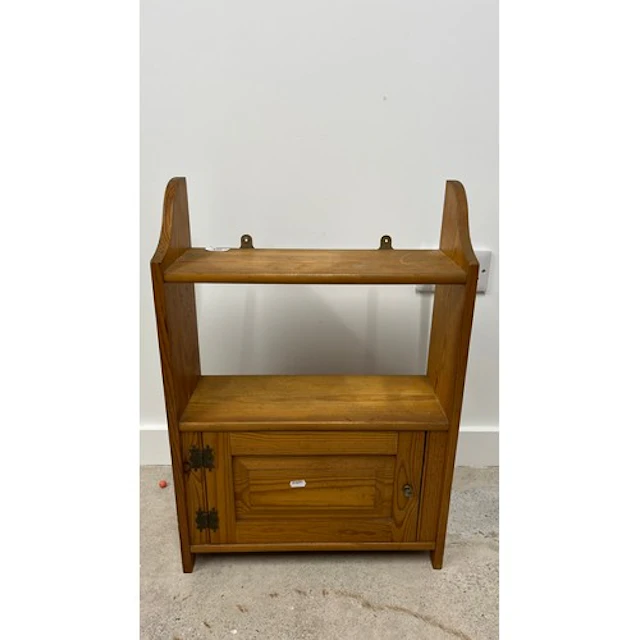 Pine wall hanging cabinet with cupboard door.