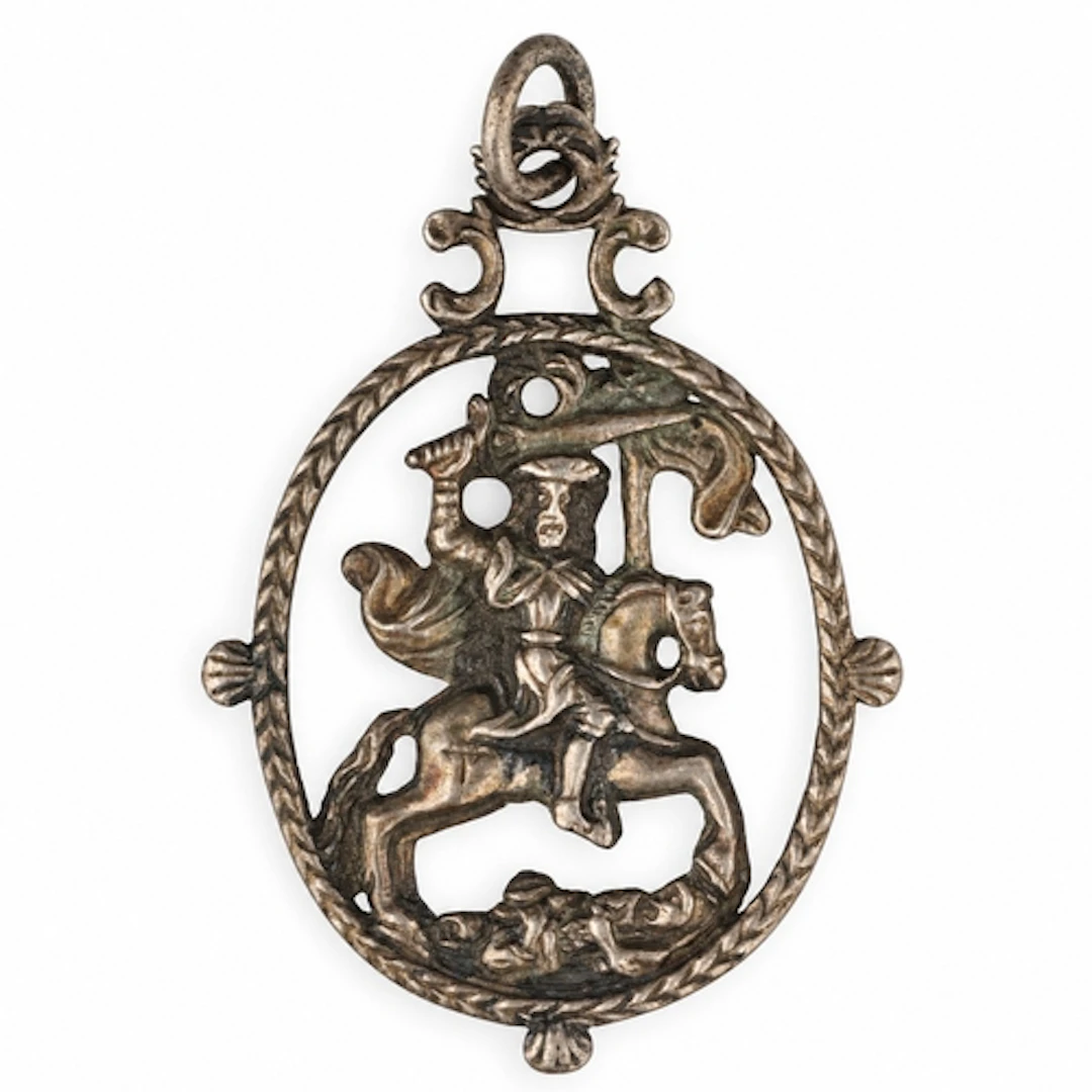 A Spanish silver devotional pendant of Santiago Matamoros (S...