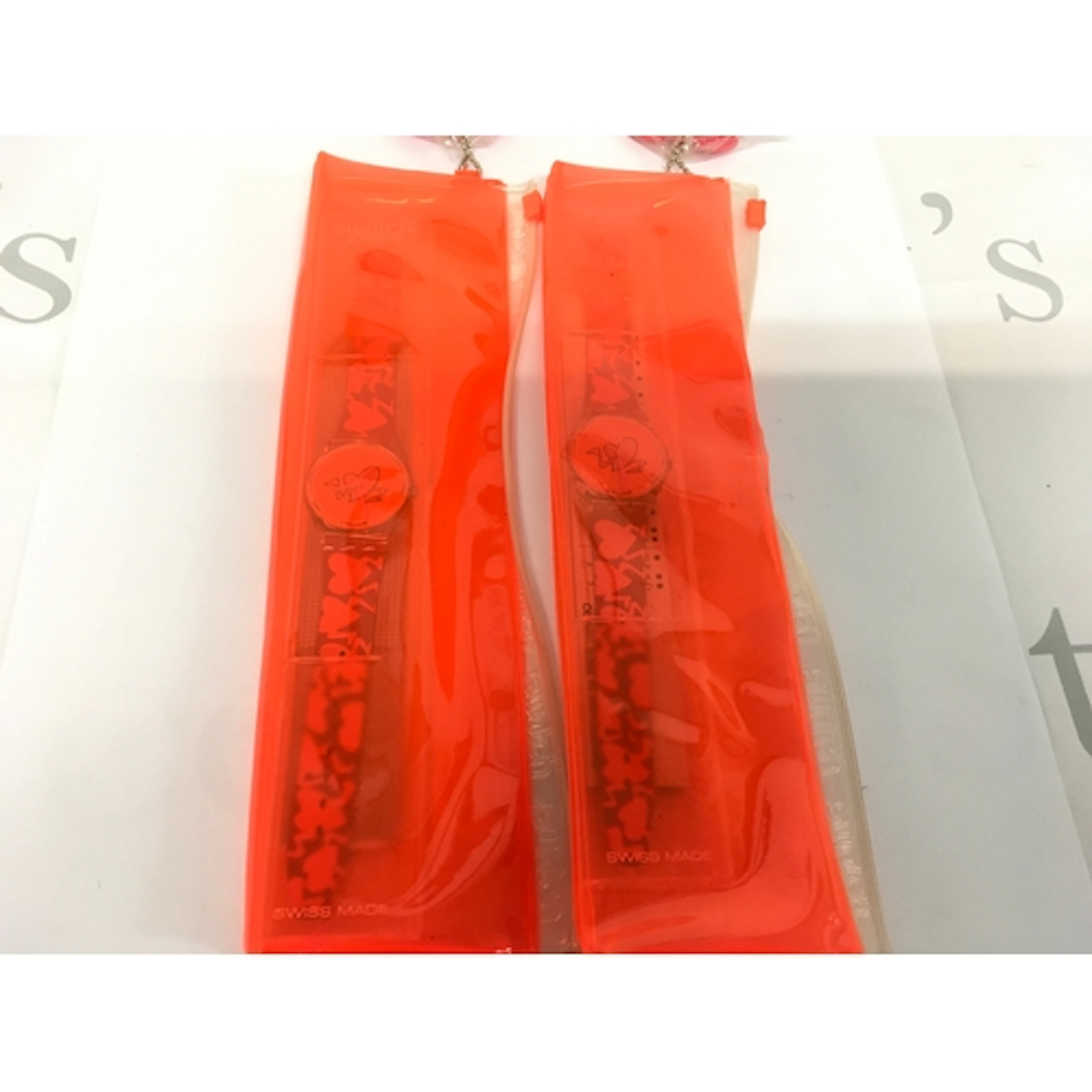 Two Vintage 1997 Swatch "Pounding Heart" watch (model GK237)...