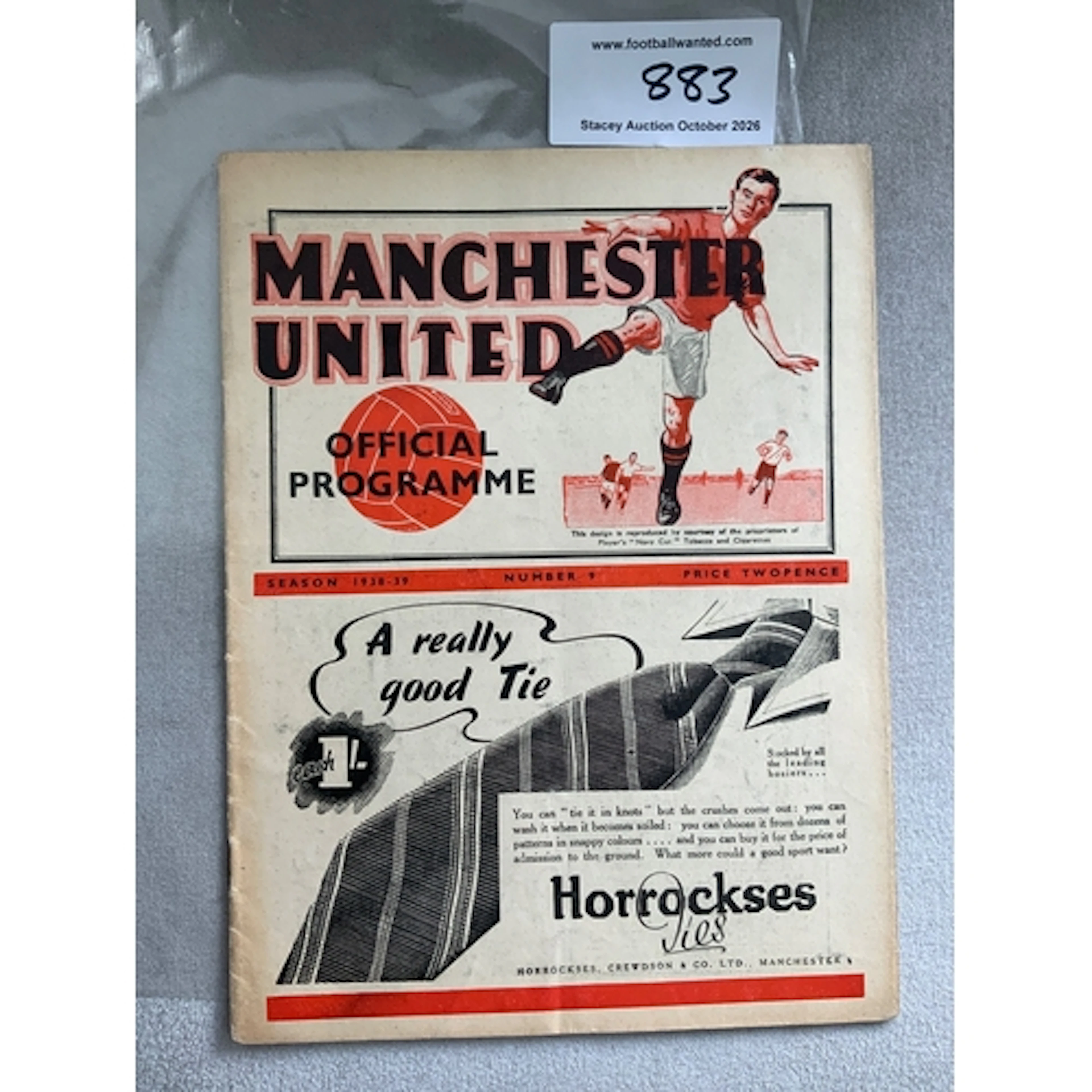 1938 - 1939 Manchester United v Arsenal Football Programme: ...
