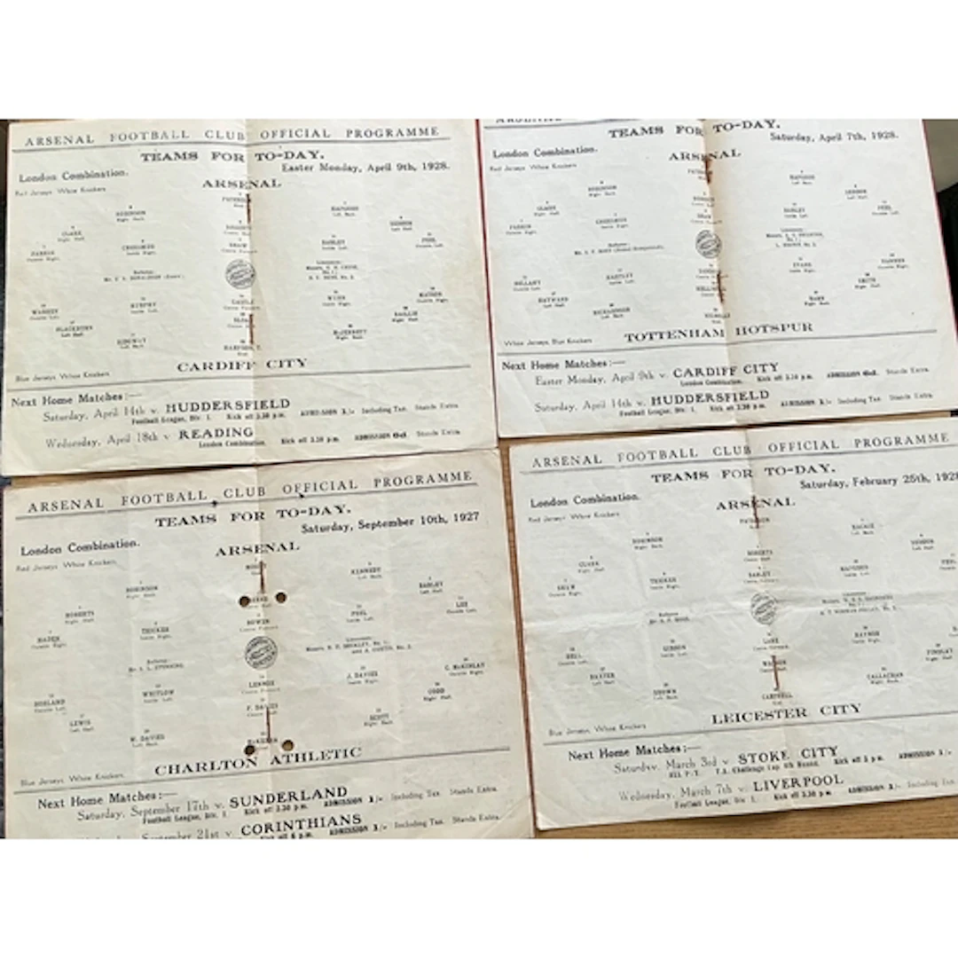1927 - 1928 Arsenal Reserve Football Programmes: For the mat...