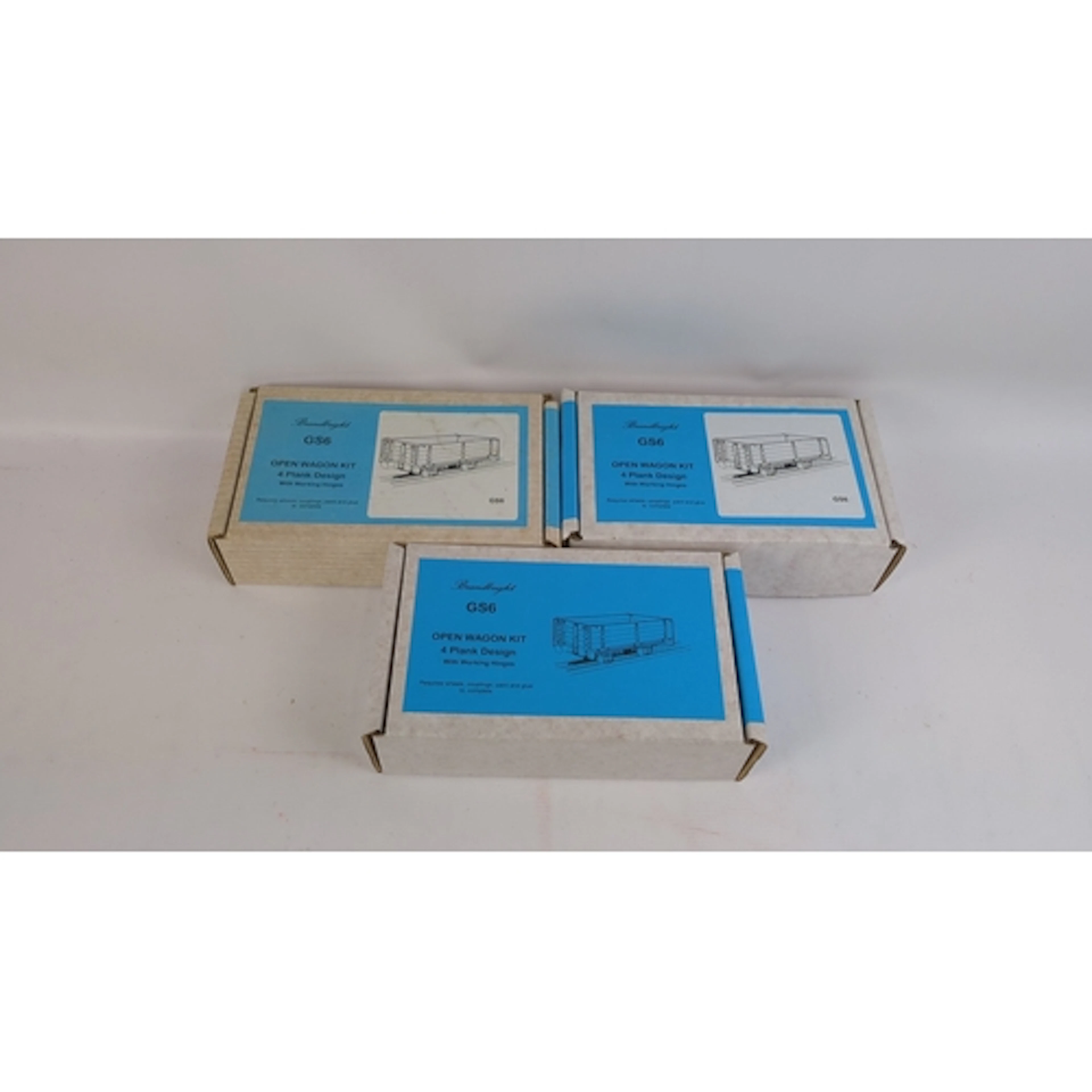 3 x Brandbright GS6 ‘Open Wagon Kit’ model railway wagon kit...