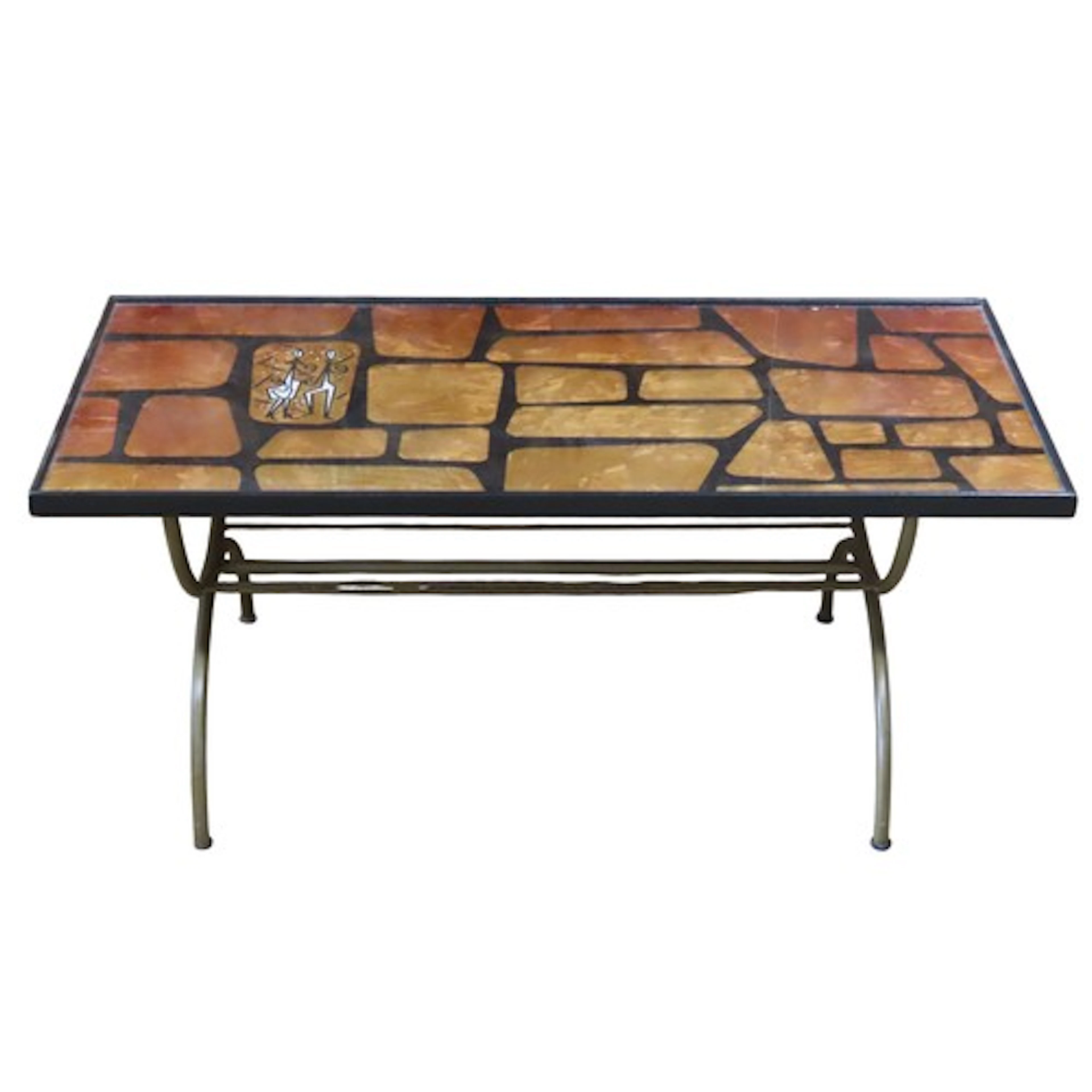 A 1960's coffee/occasional table with glazed abstract patter...