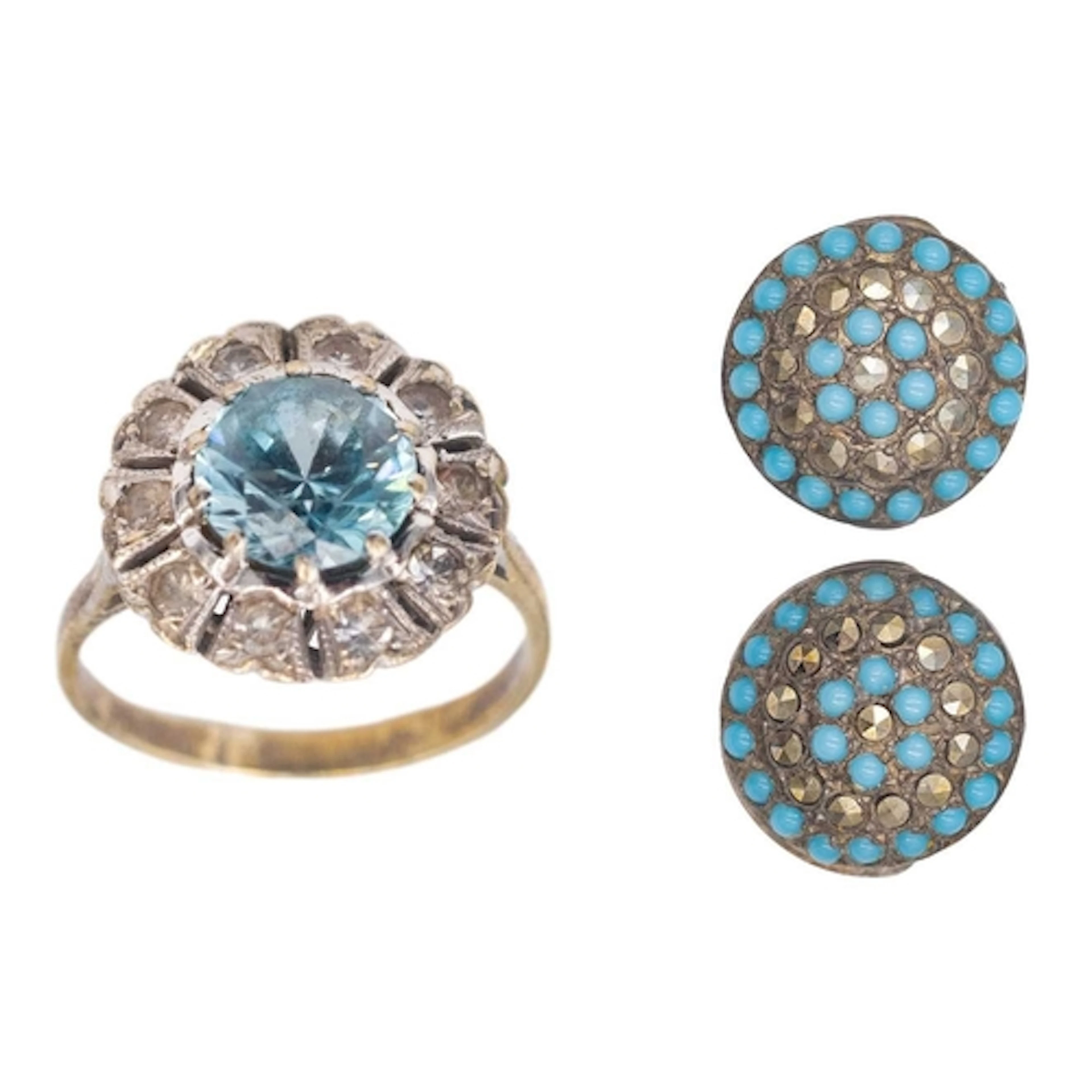 A blue zircon & white stone set white gold dress ring, & a p...