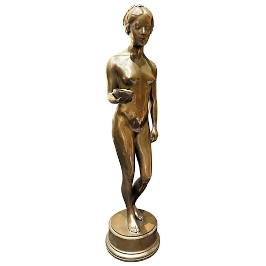 French school, a well modelled cast bronze figure, female nu...