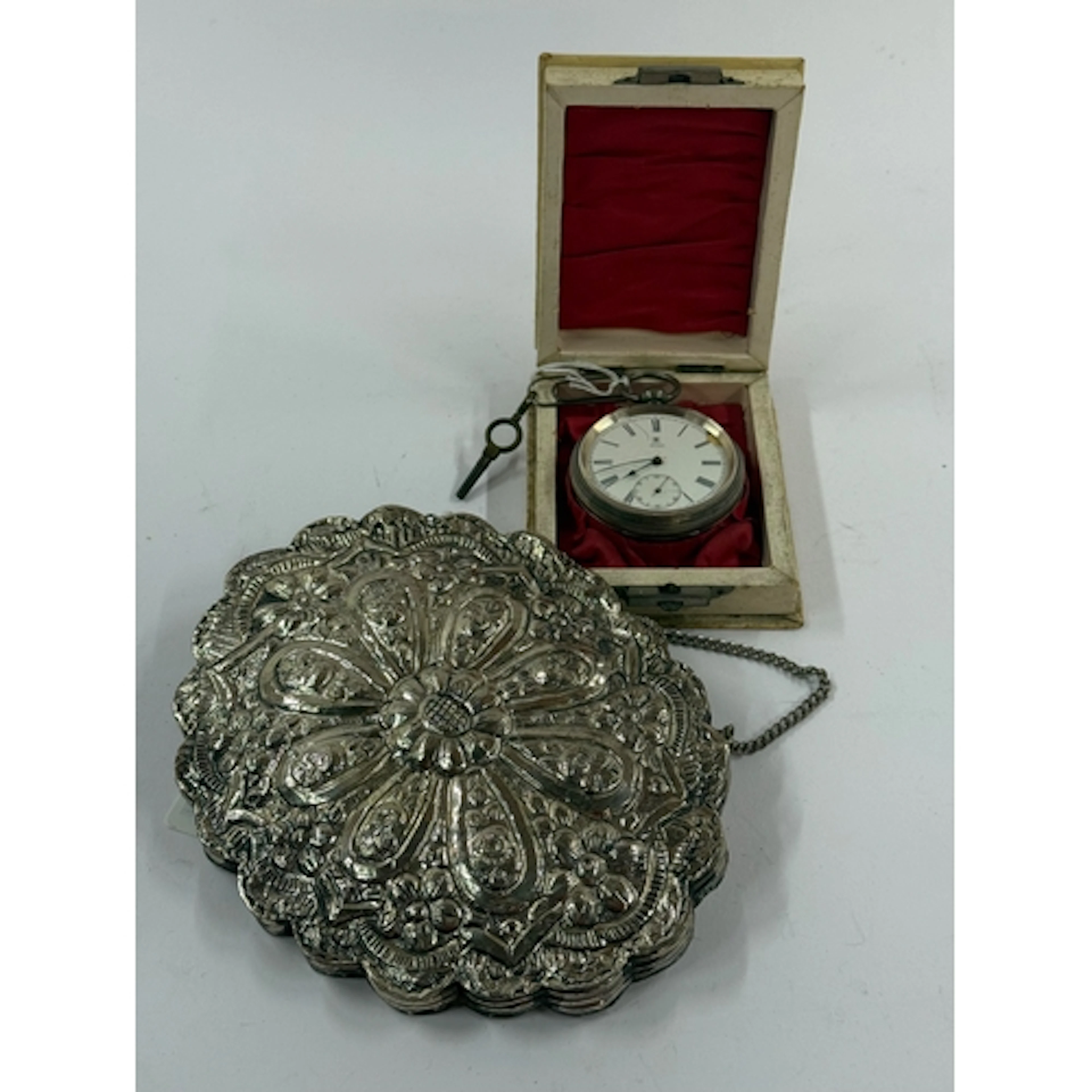 Silver: Silver: cased Turkish marriage mirror marked 900 wi...