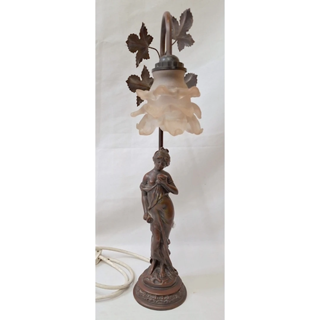 Neo Classical Style Lamp with glass lampshade on resin base ...