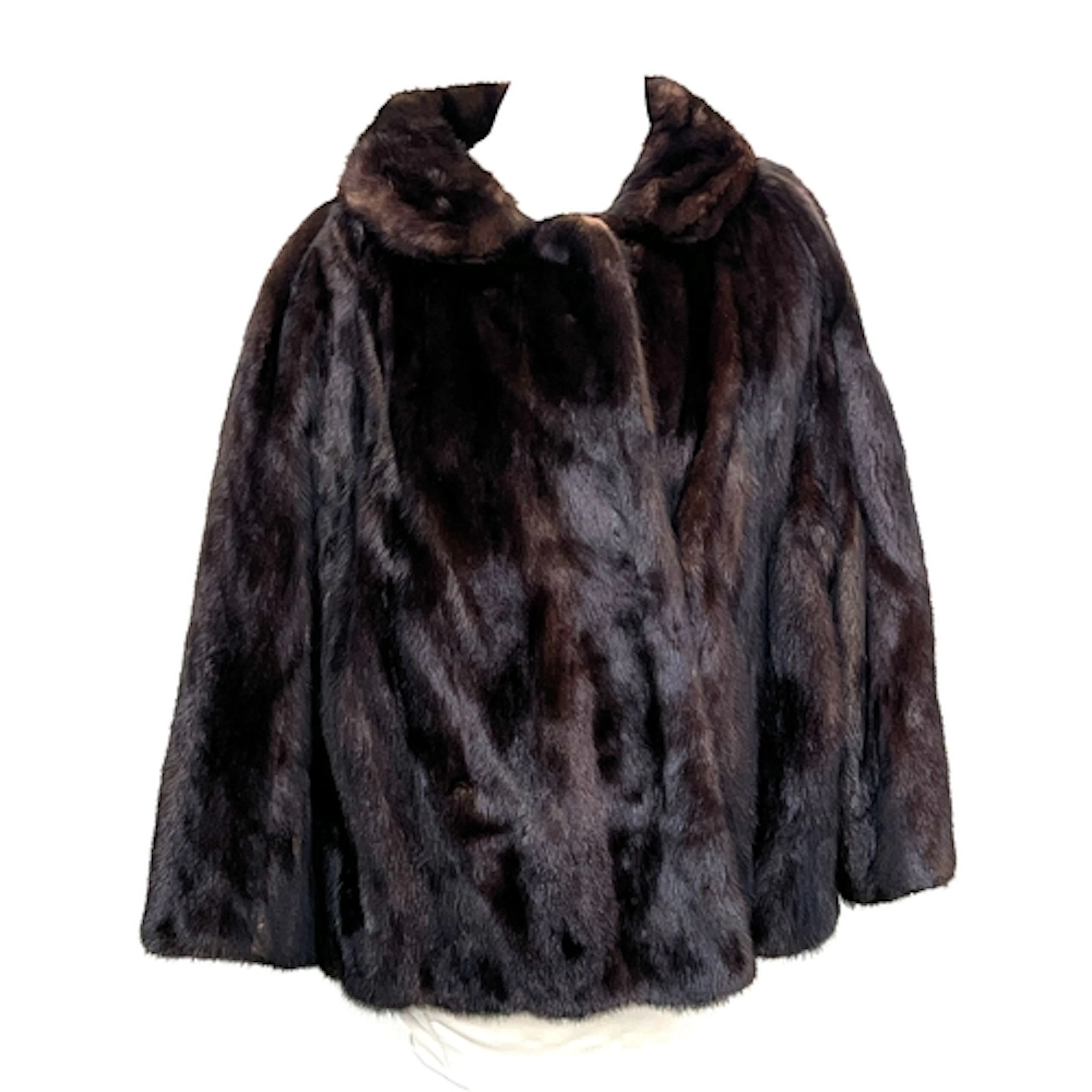 A vintage fur jacket, monogrammed RS to brown lining