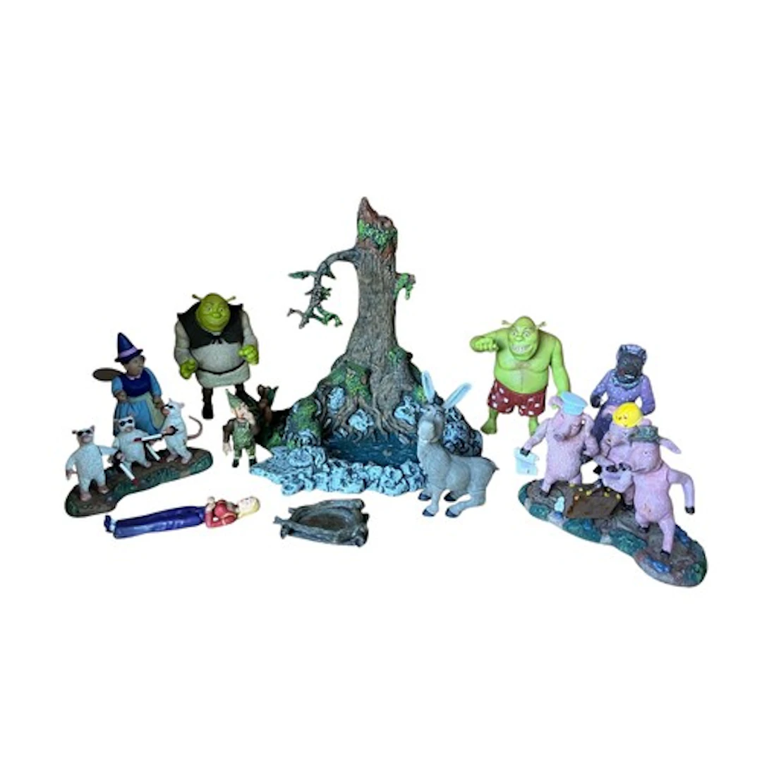 Collection of vintage 2001 DreamWorks Shrek action figures a...