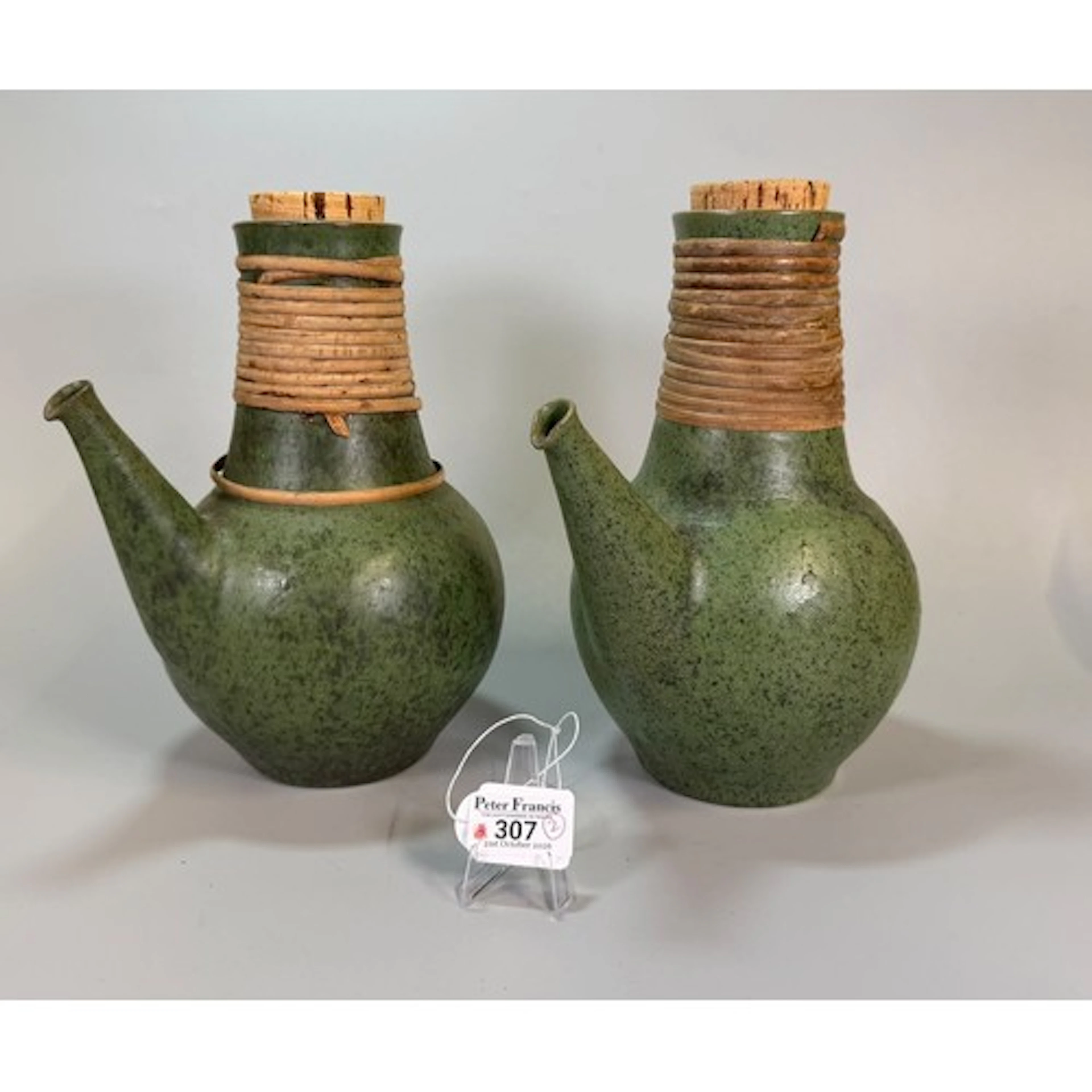 Pair of Larholm Keramikverkstad Norwegian Studio Pottery jug...