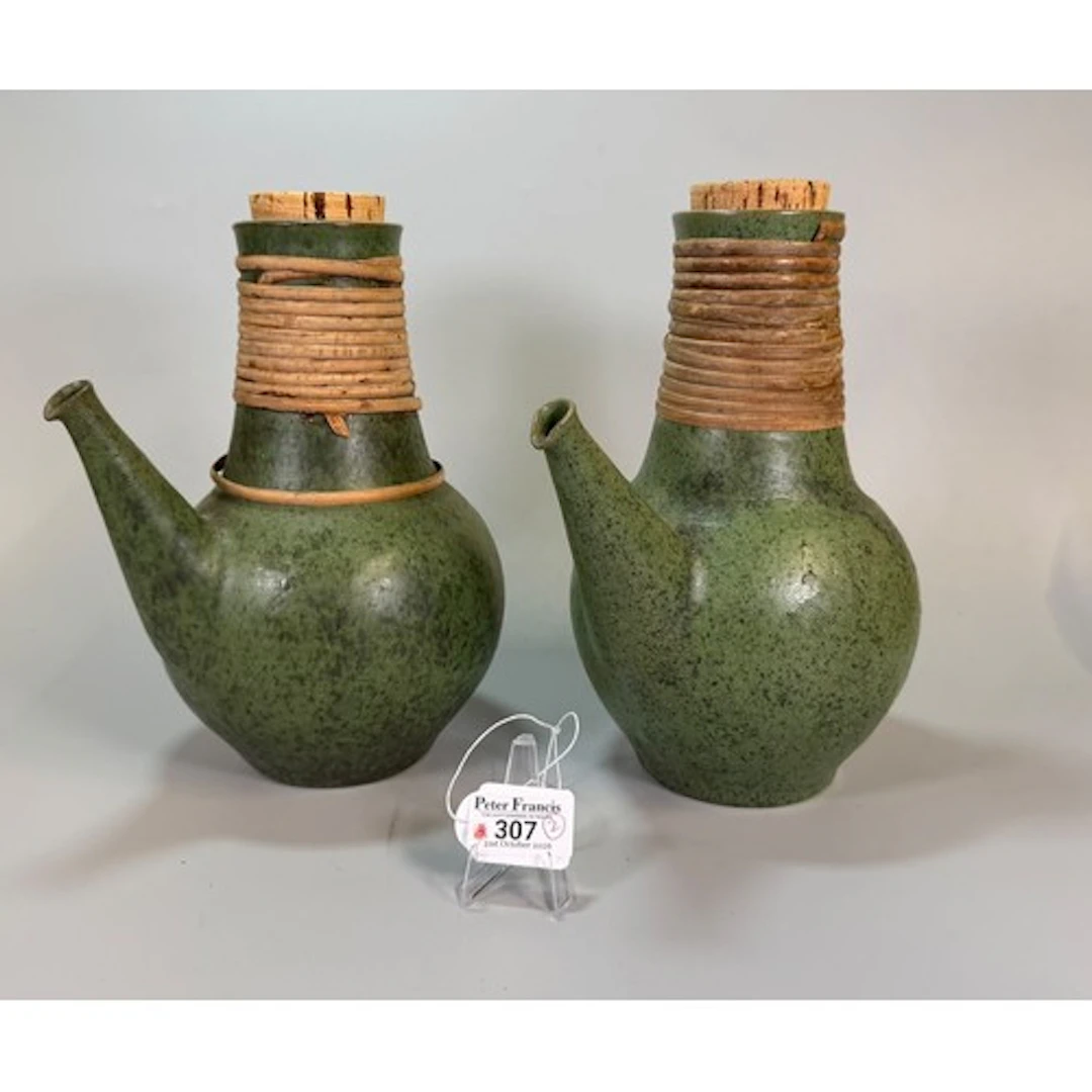 Pair of Larholm Keramikverkstad Norwegian Studio Pottery jug...