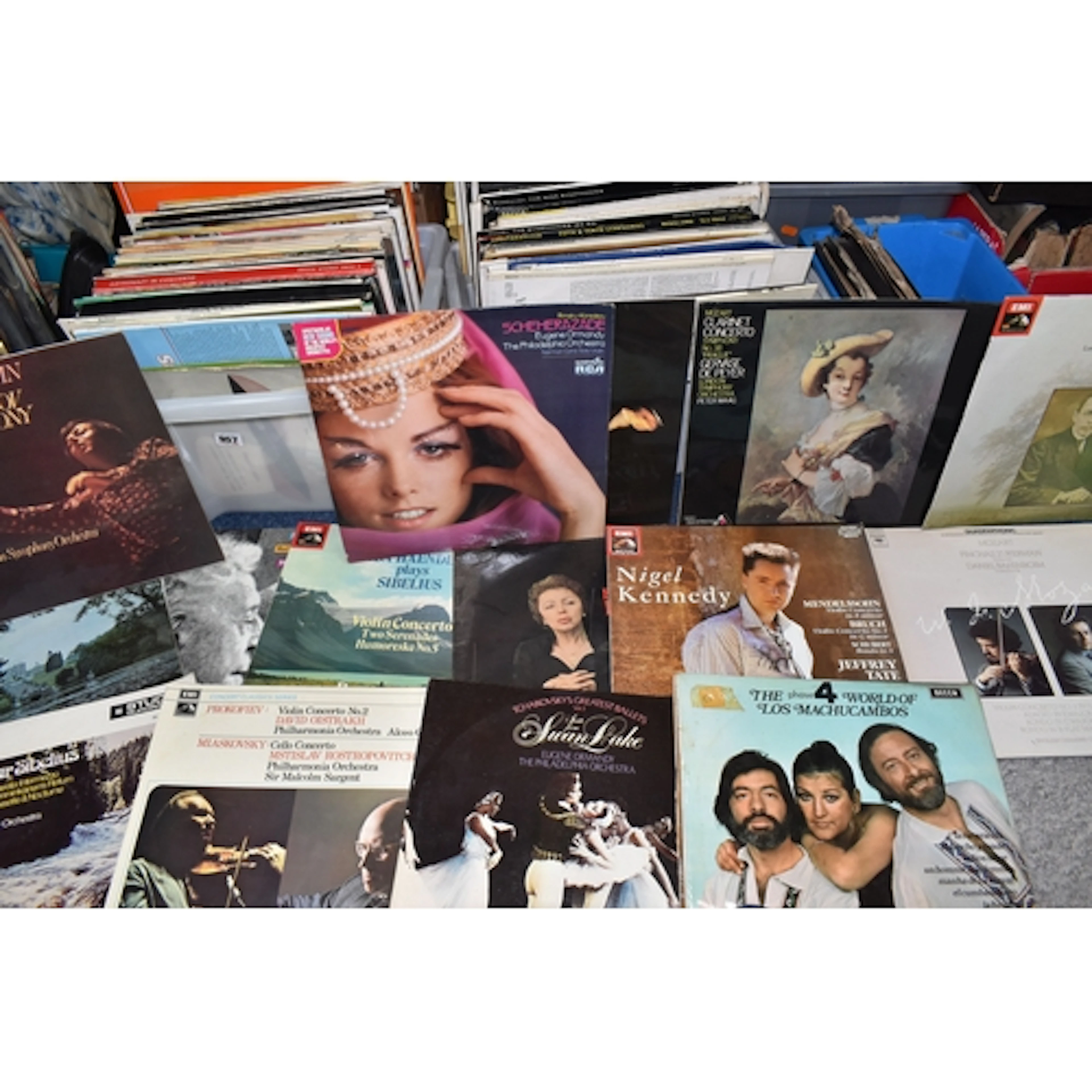 SIX OF BOXES OF ASSORTED RECORDS comprising mostly Classical...