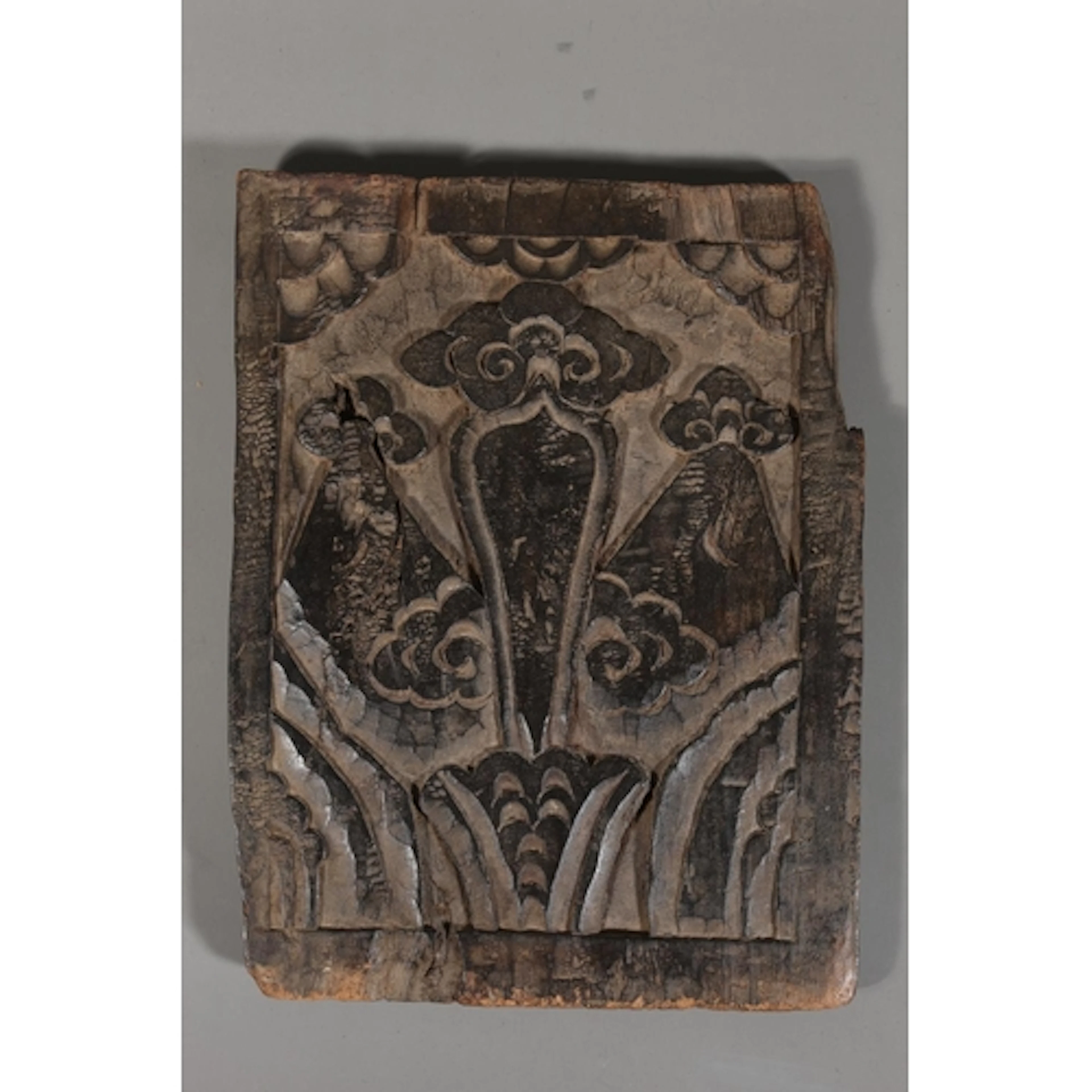 Antique carved wood panel, 35cm x 26cm.