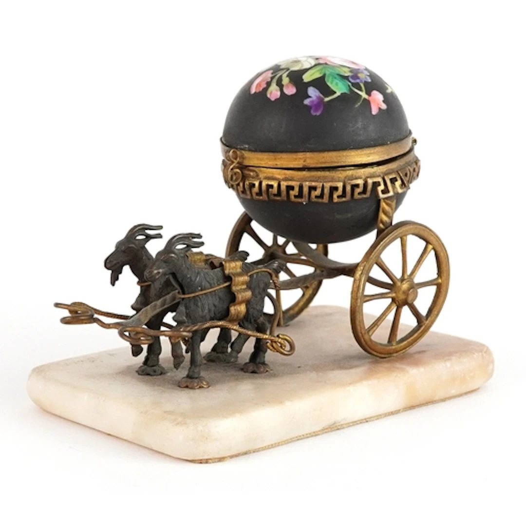 19th/20th century Grand Tour style gilt metal and porcelain ...