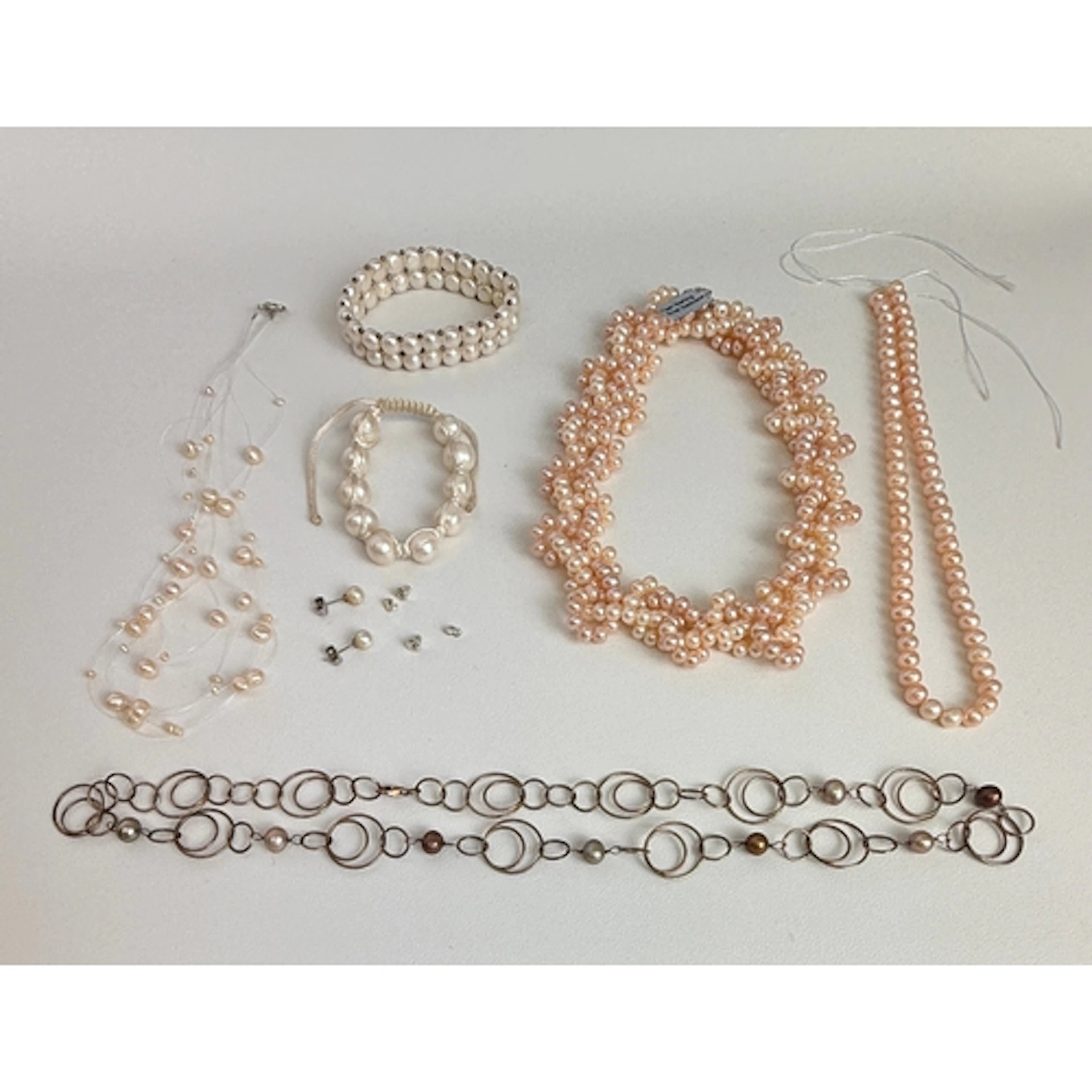A small group of silver and freshwater pearl jewellery - inc...