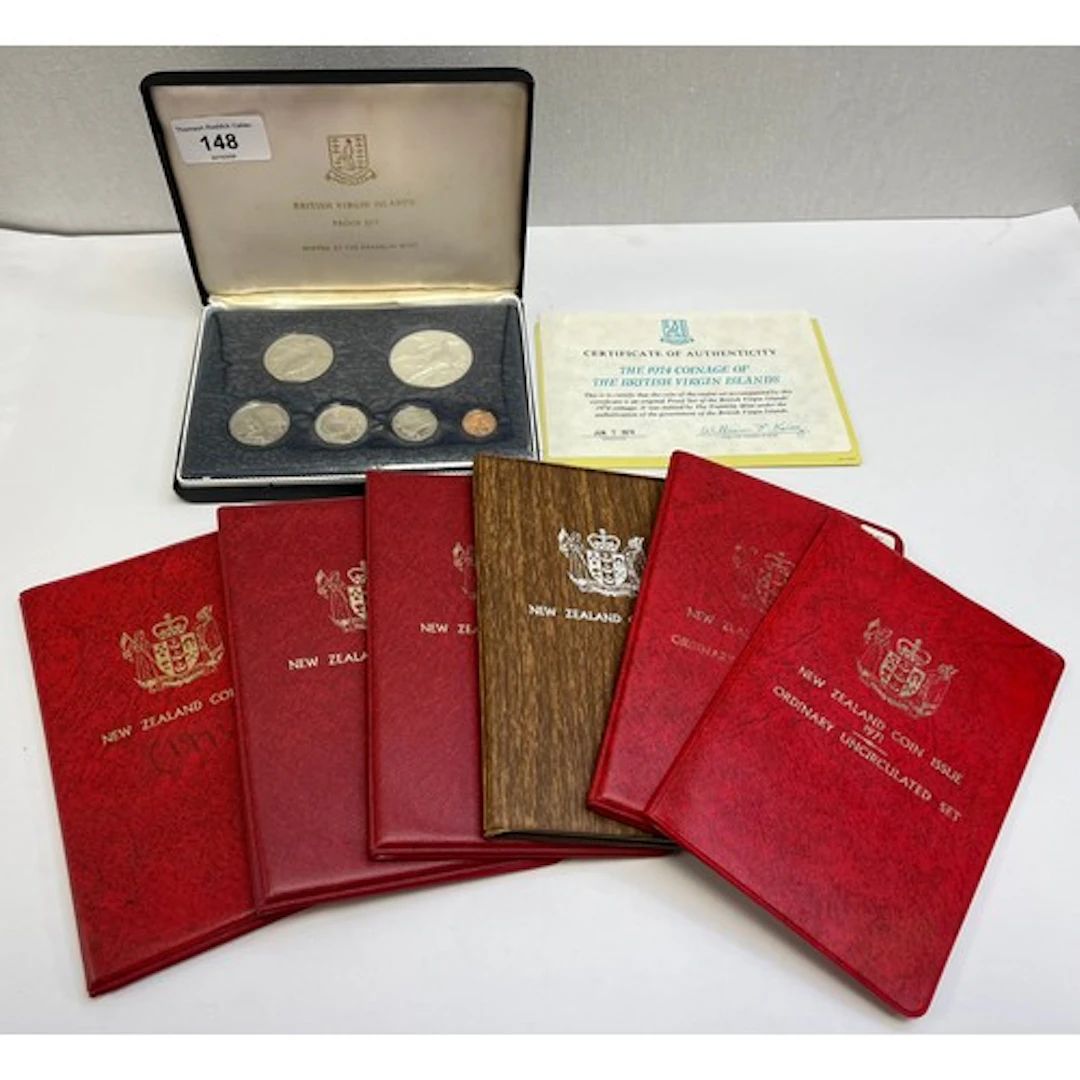 1974 Coinage of the British Virgin Islands, with six New Zea...