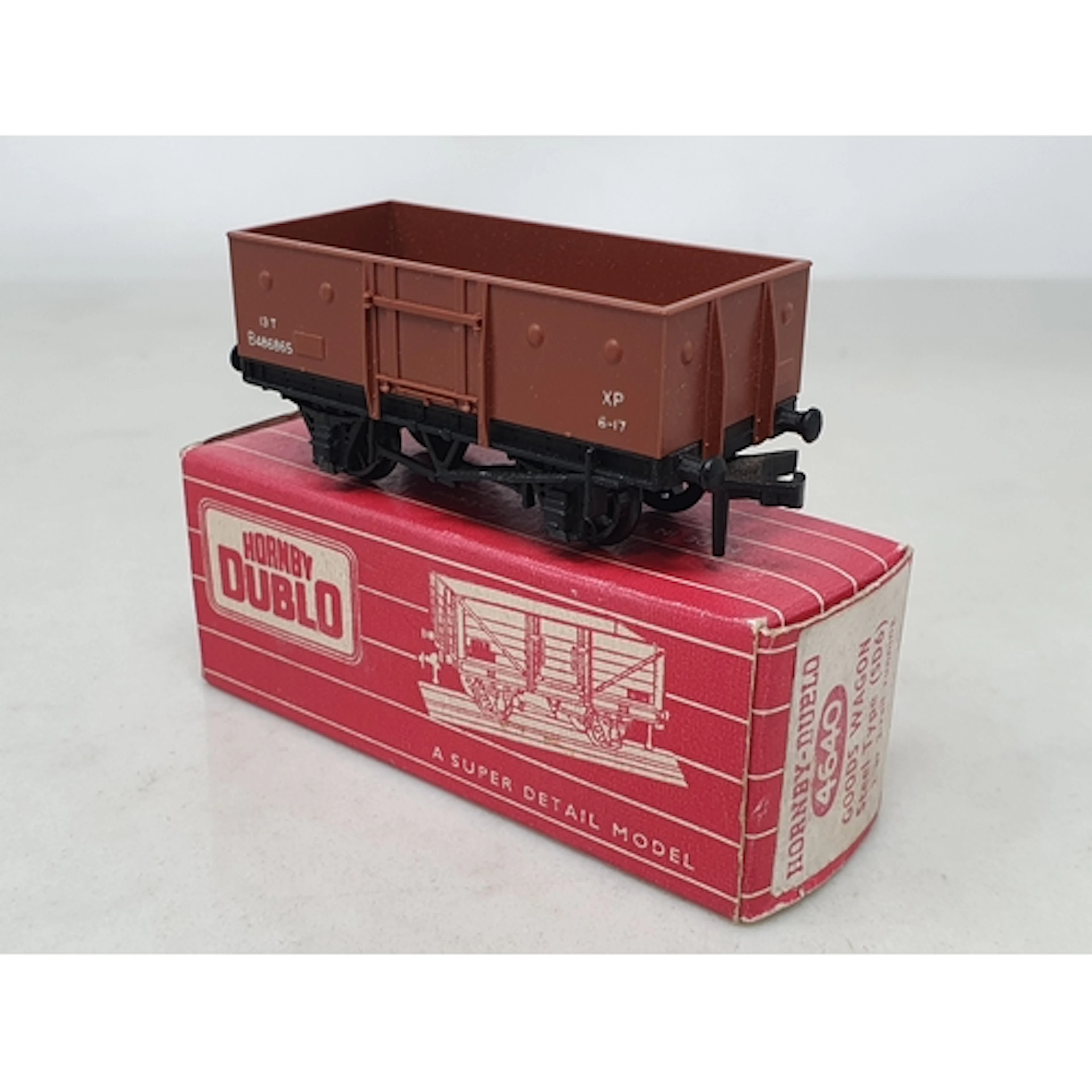 A rare boxed Hornby Dublo 4640 Steel Type Goods Wagon with o...