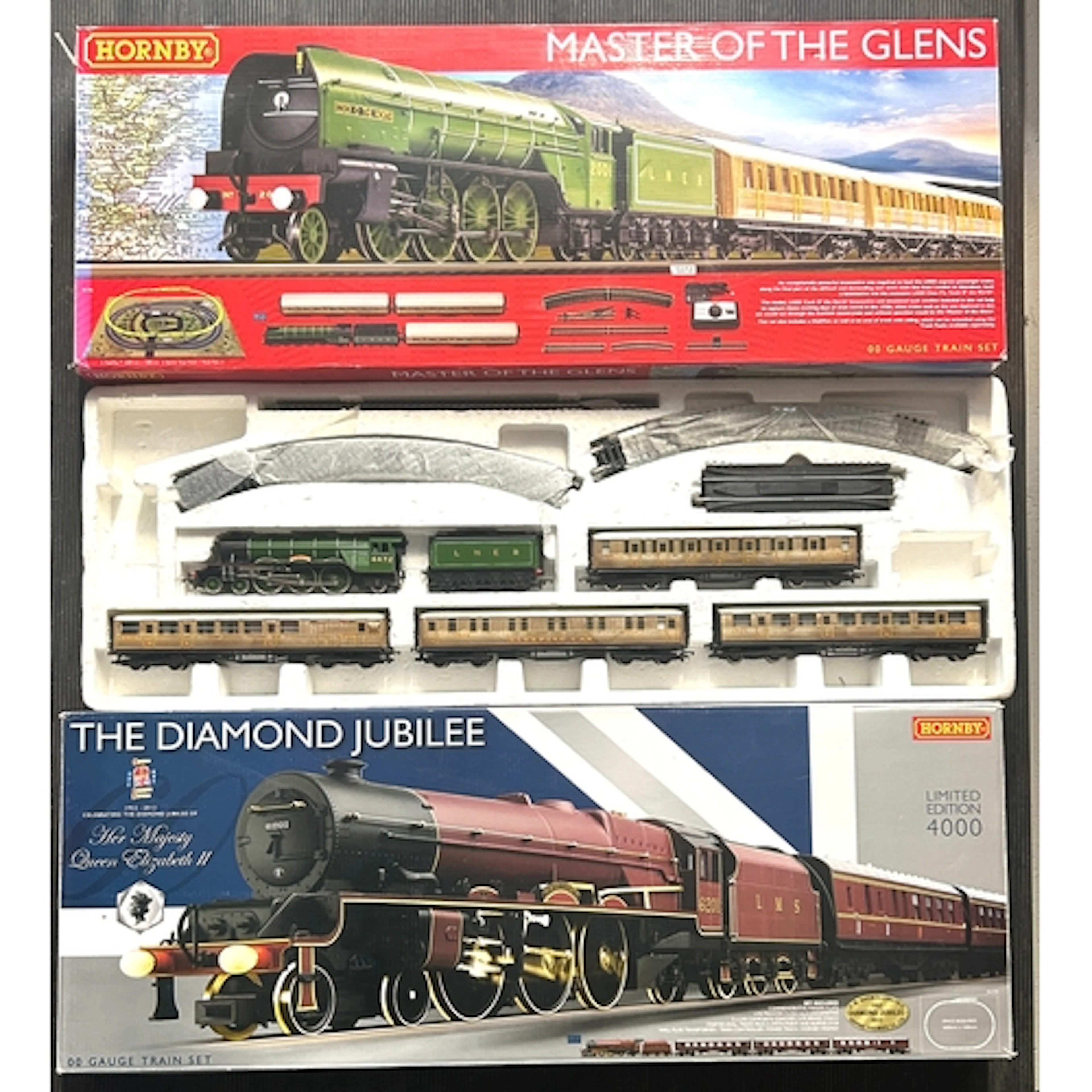 3 Hornby OO Train Sets. R.1183 "Master of The Glens" compris...