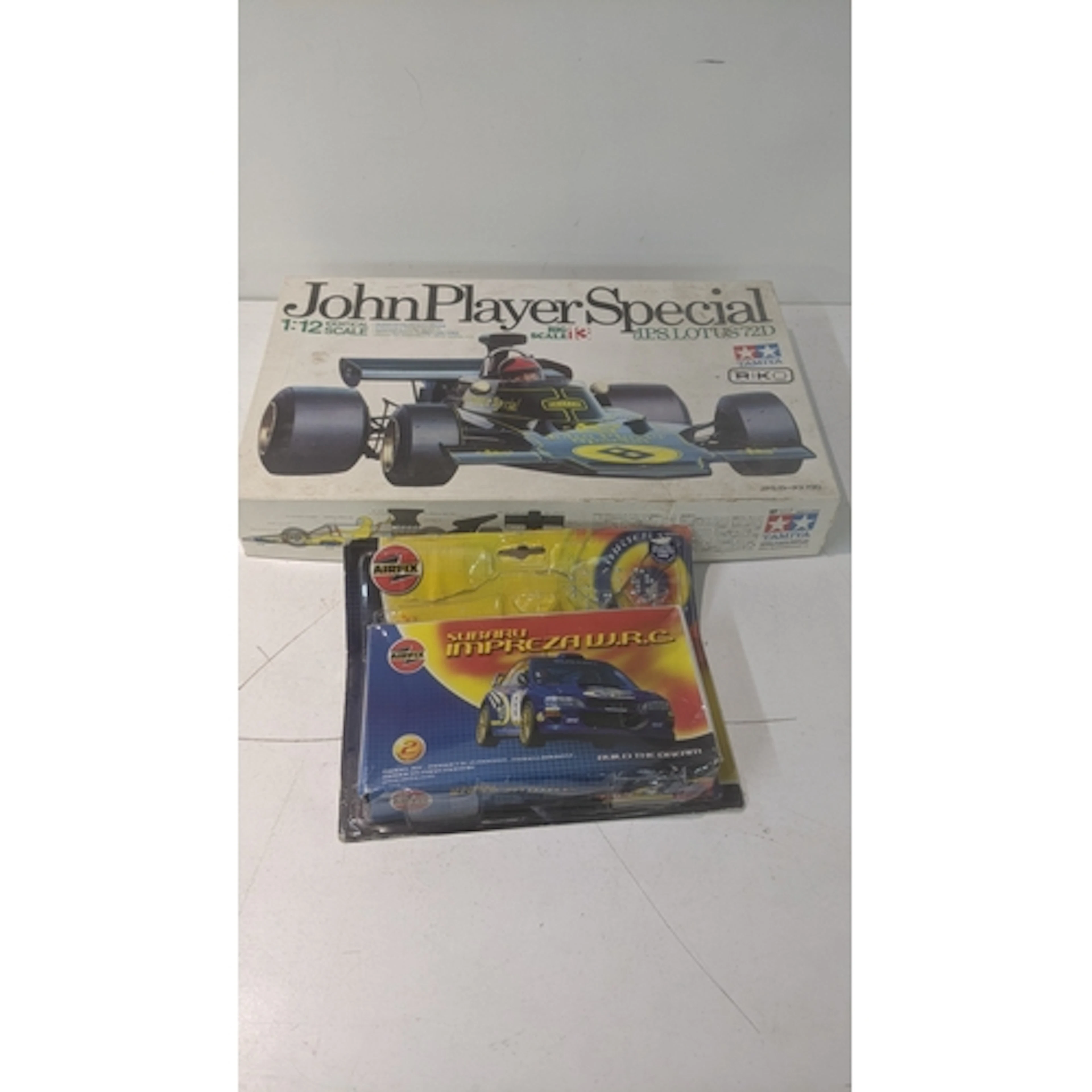 A boxed Tamiya 1:12 scale John Player Special Lotus 720 mode...
