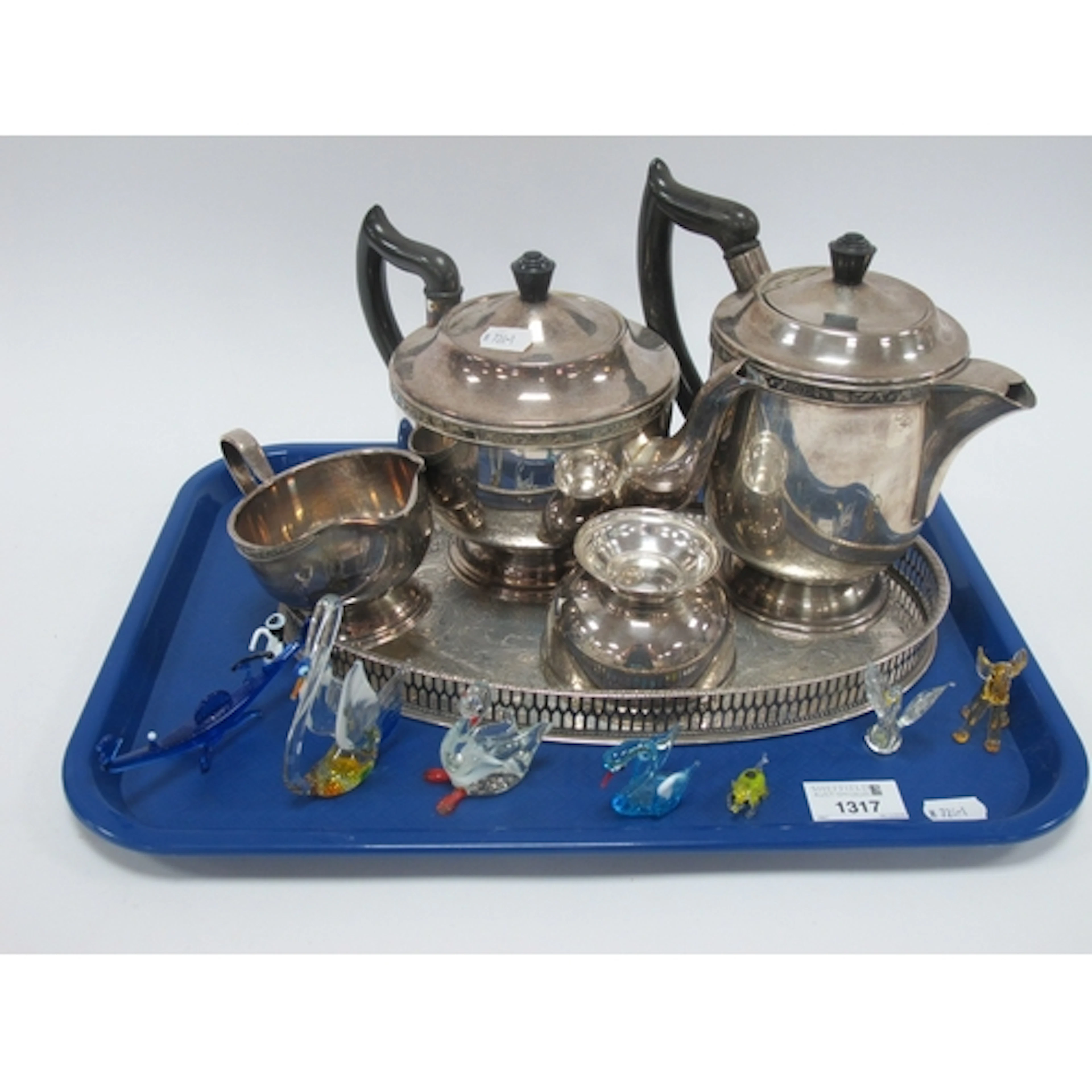 Viners "Alpha Plate" Silver-plated Five-piece Tea and Coffee...