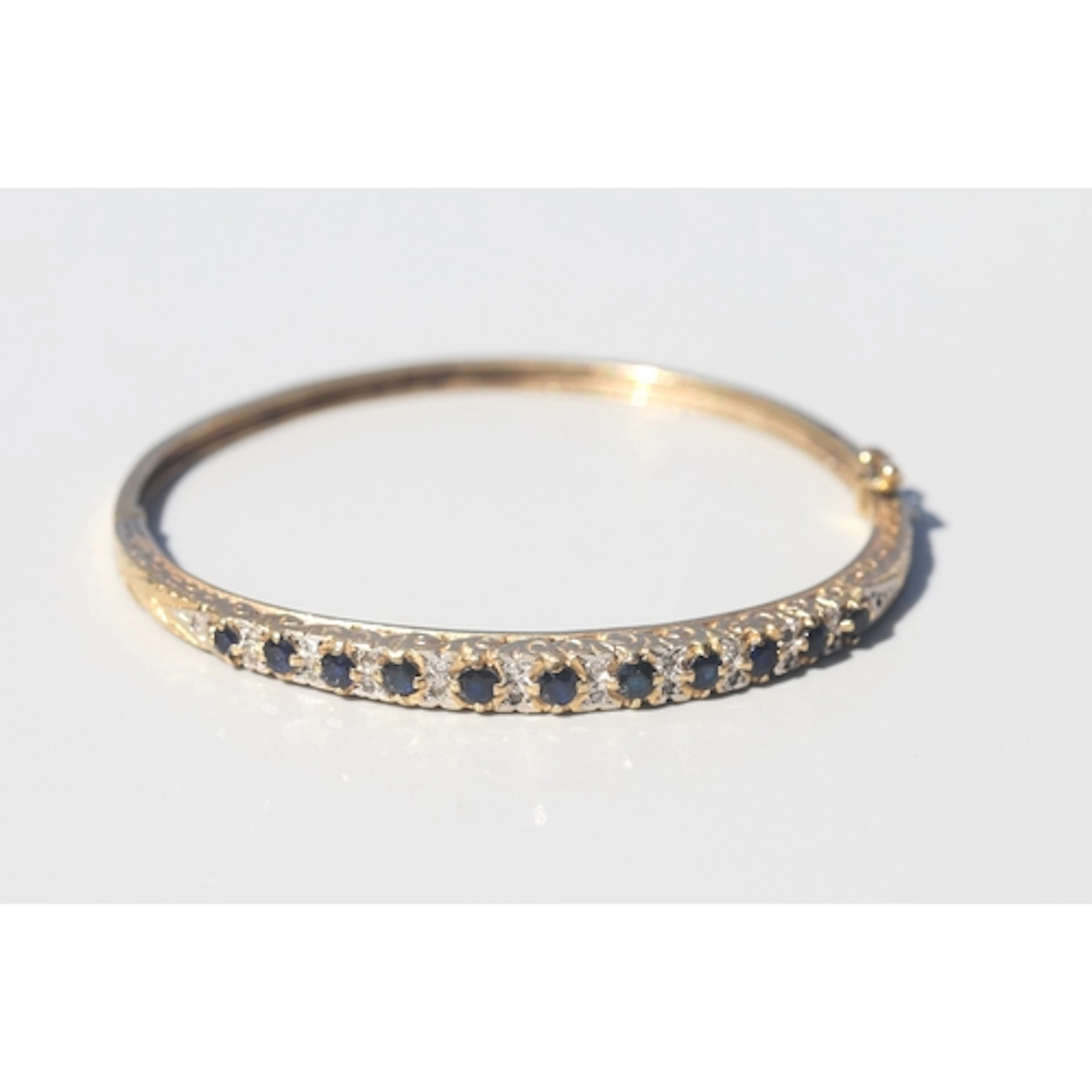 Finely Detailed, Eleven Stone Sapphire Set Bangle Bracelet w...
