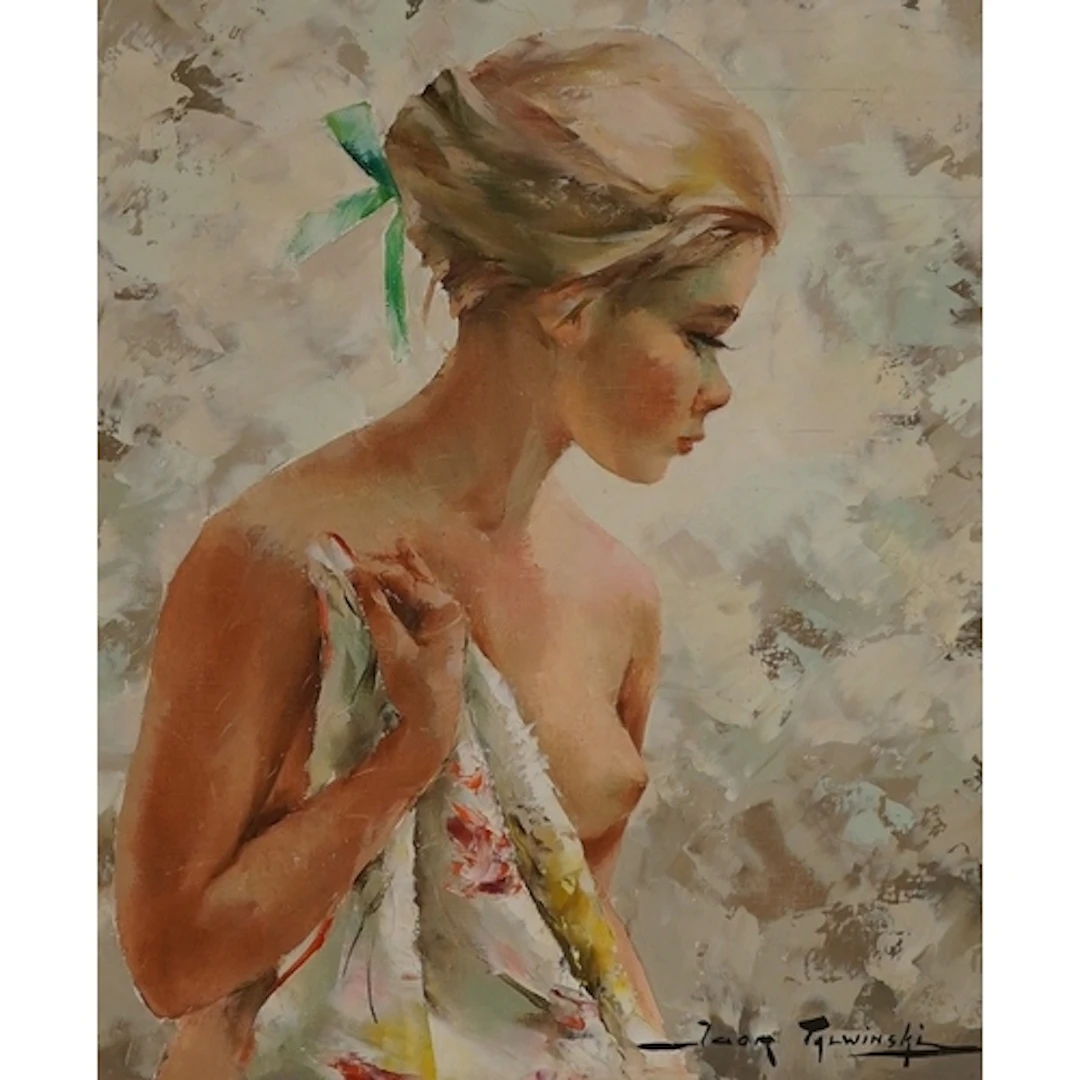 I. Talwinski (Polish), Portrait of a semi nude lady, signed,...