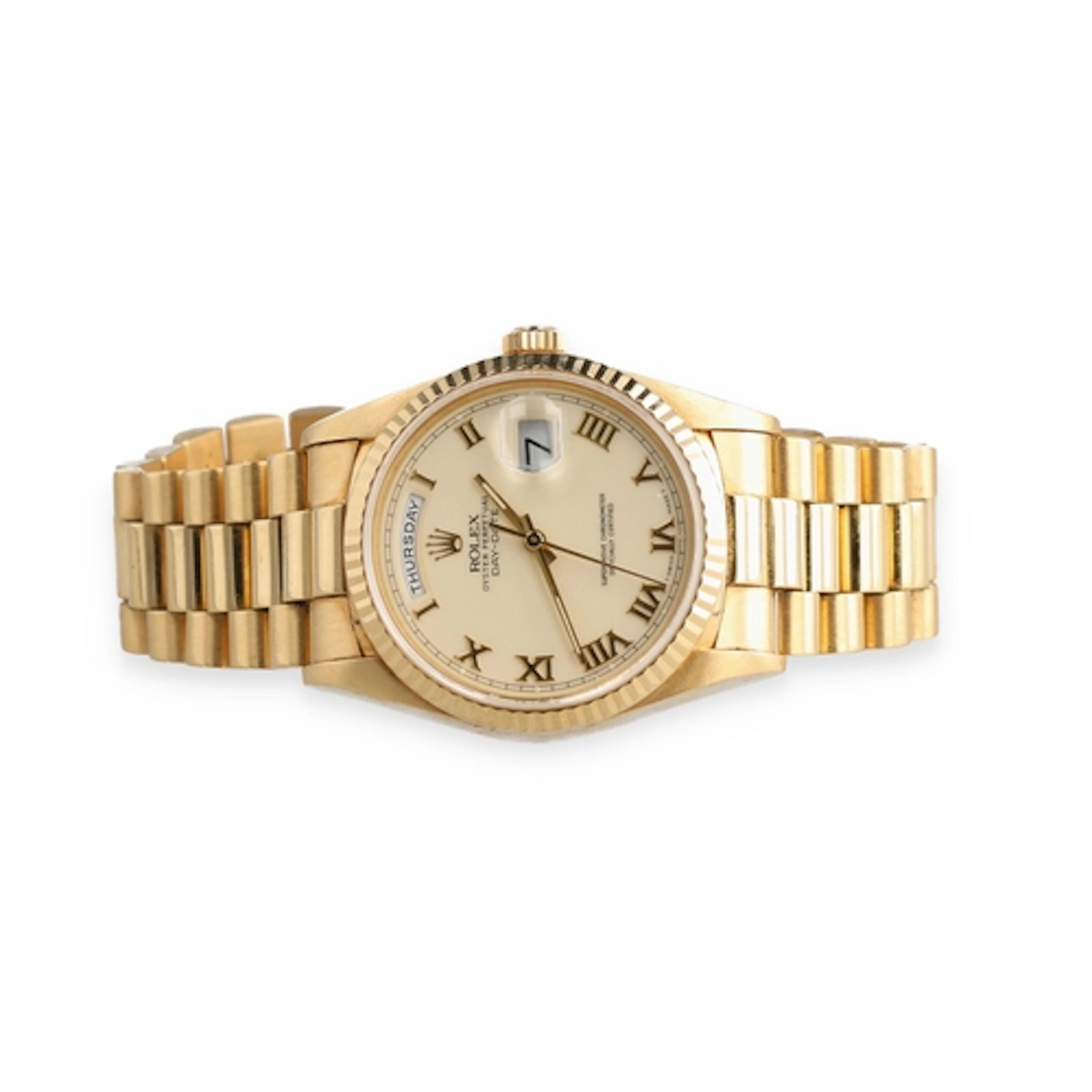 ROLEX: A VINTAGE GENTLEMAN'S 18CT GOLD OYSTER PERPETUAL DAY-...