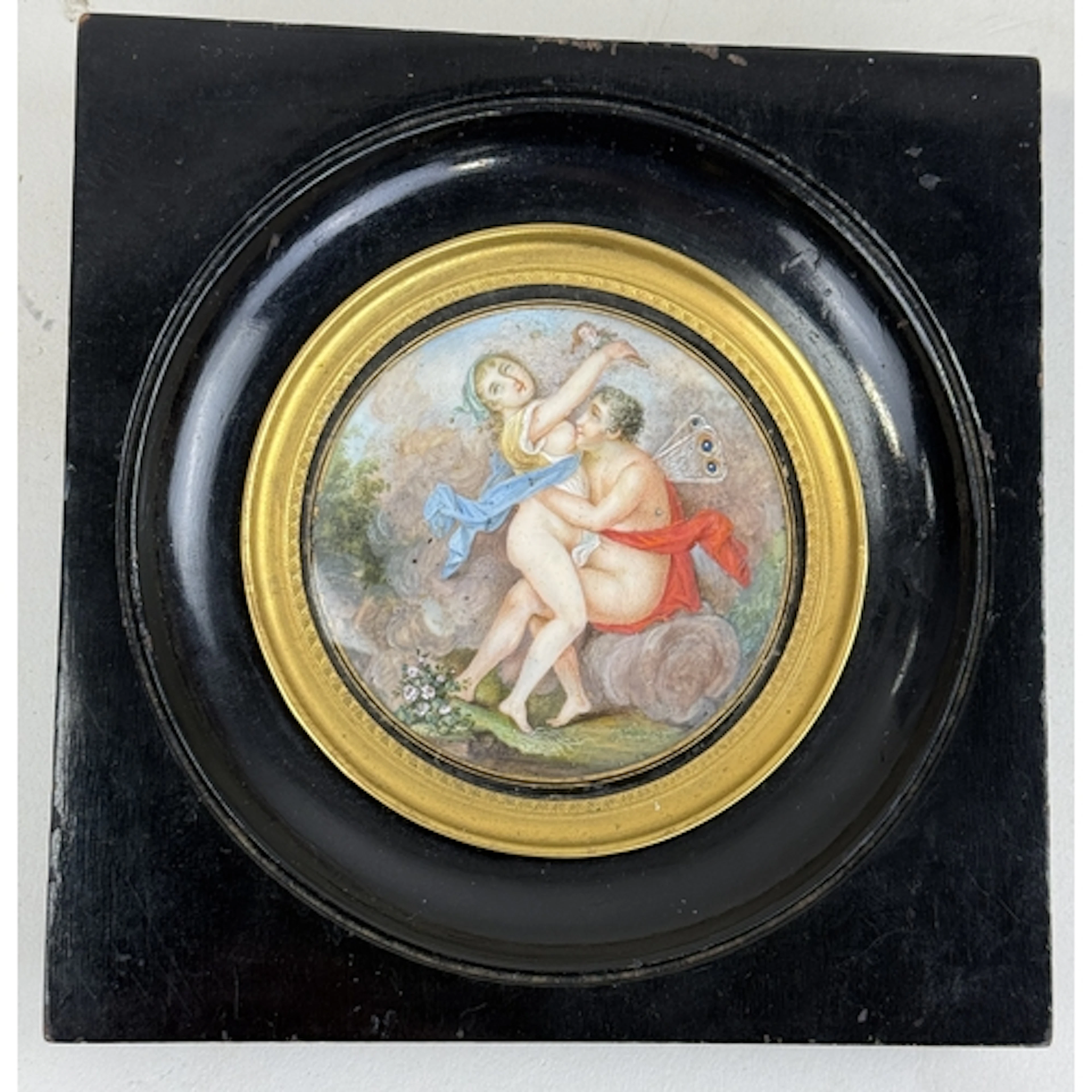 A GEORGIAN MINIATURE DEPICTING A CLASSICAL EROTIC SCENE POSS...