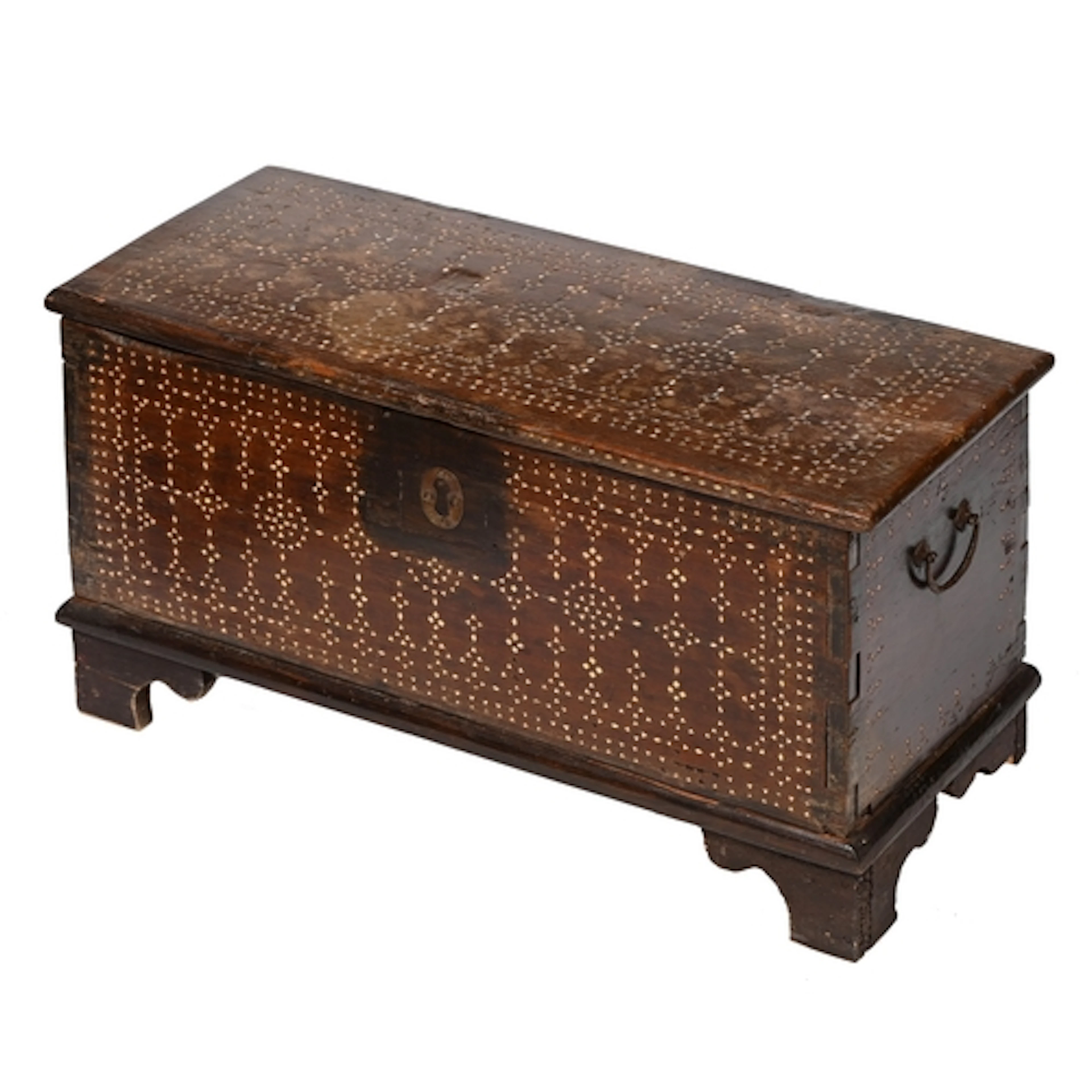 An Indonesian dense hardwood and mother-of-pearl geometric i...