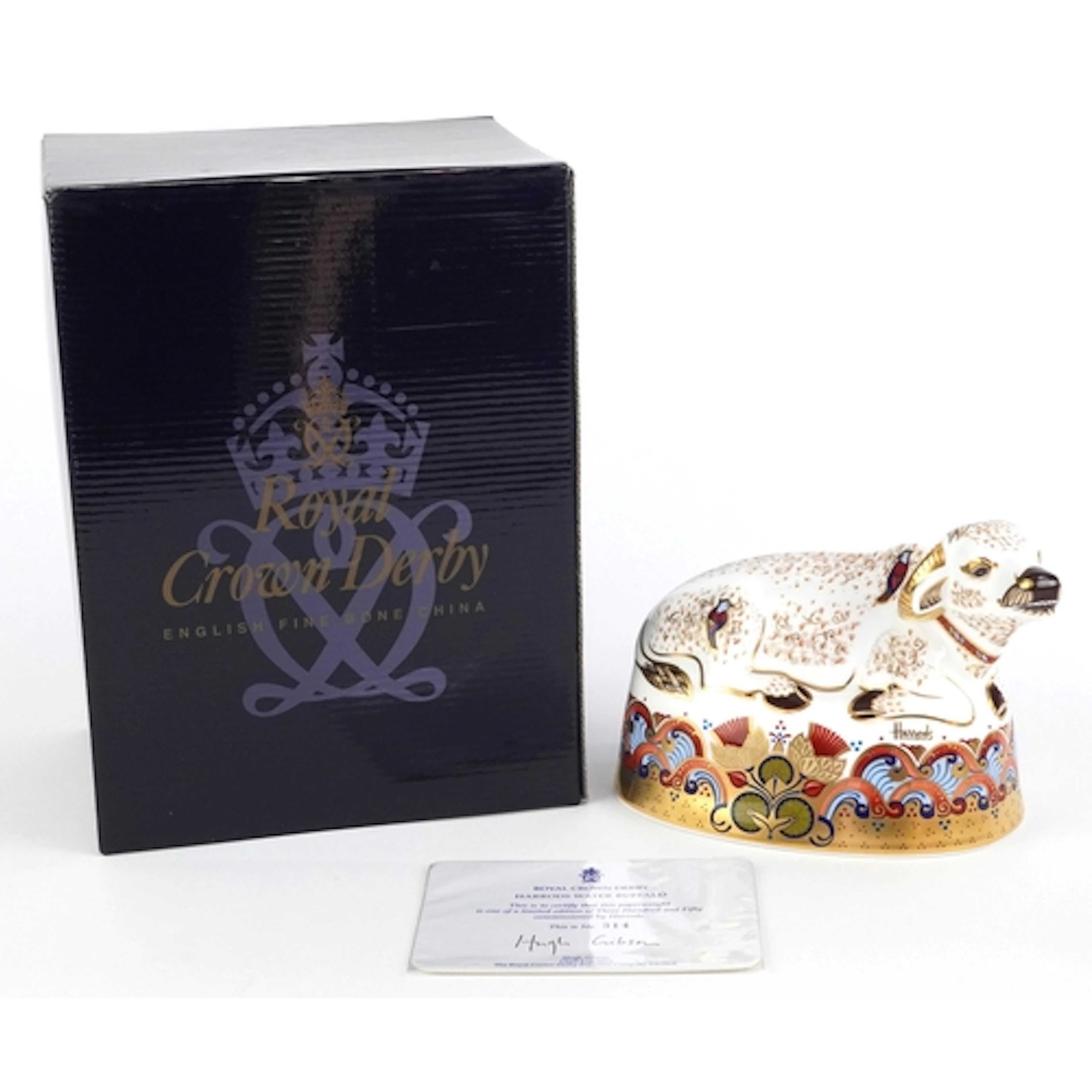 Royal Crown Derby Harrods Water Buffalo paperweight, edition...