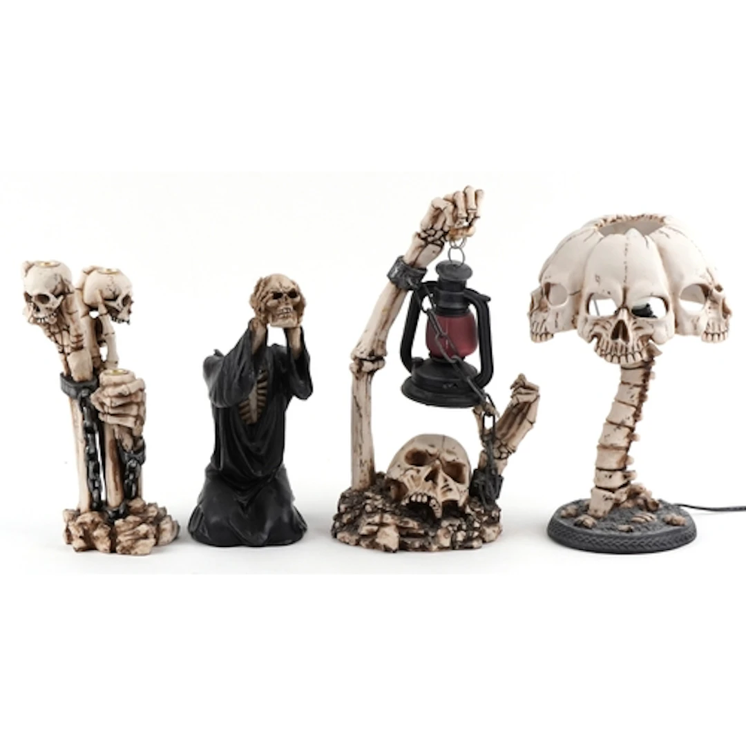 Collection of Gothic/Steam Punk interest table lamp and cand...