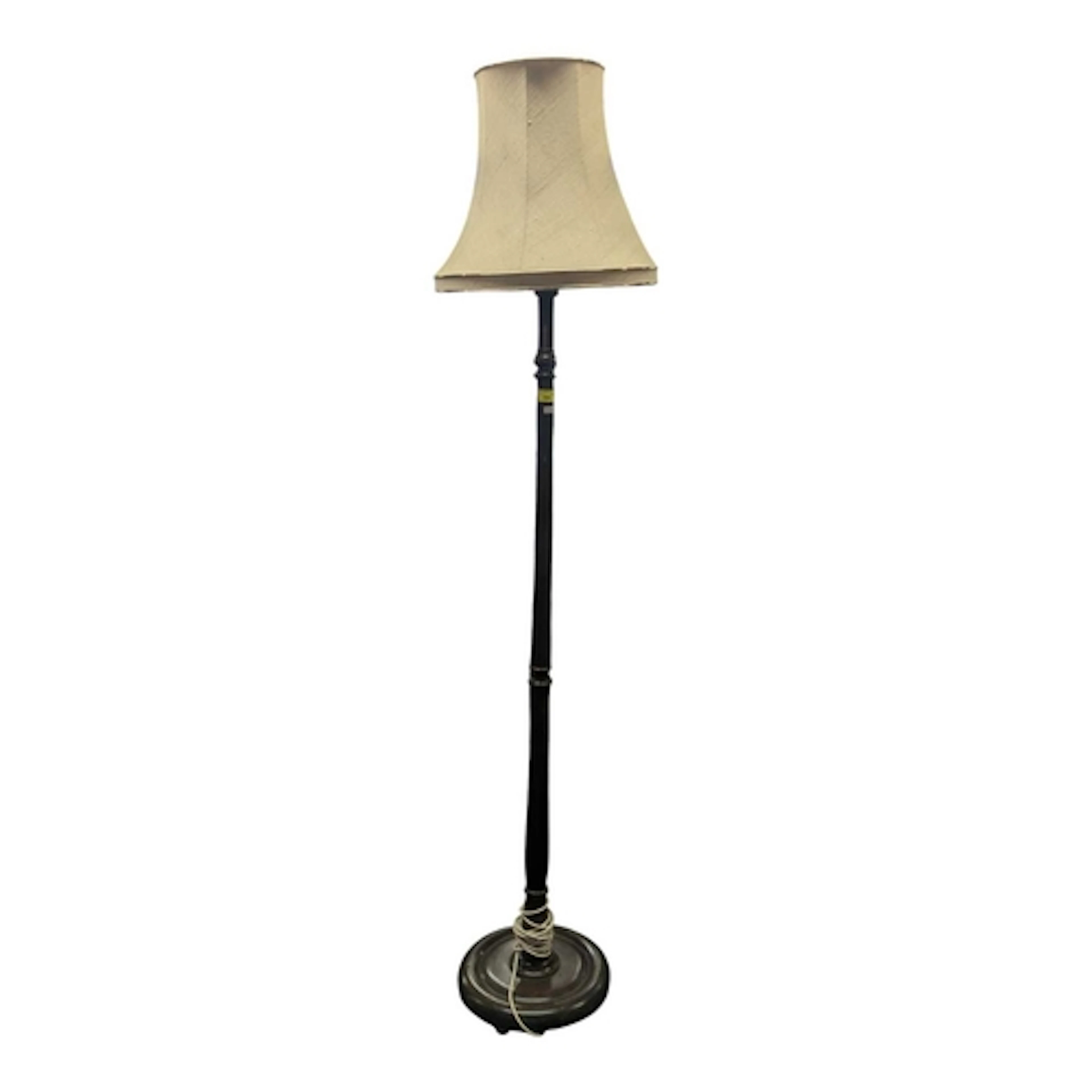 A vintage 20th century mahogany floor standing standard lamp...