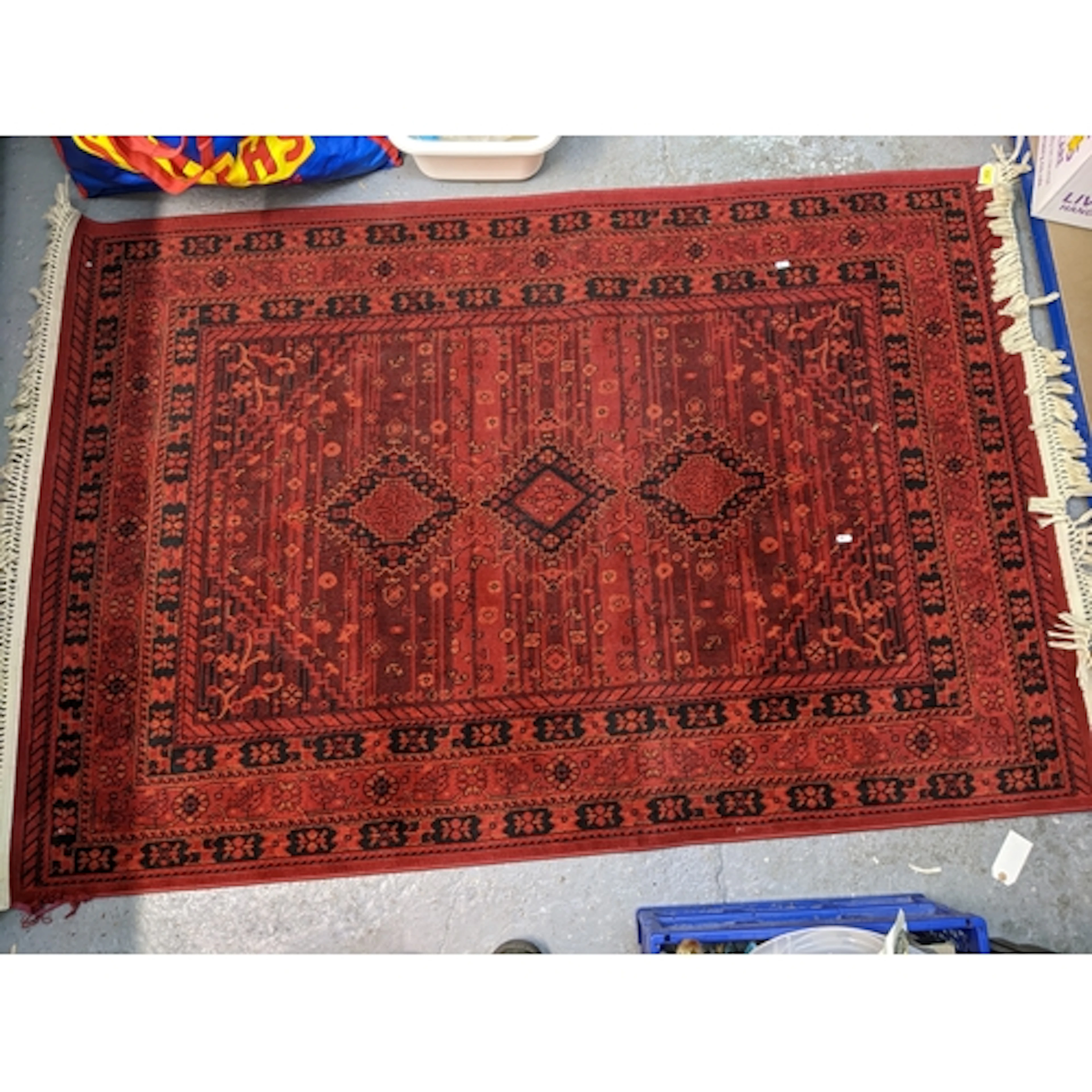 A Unique Loom Bokhara collection machine woven rug in polyes...