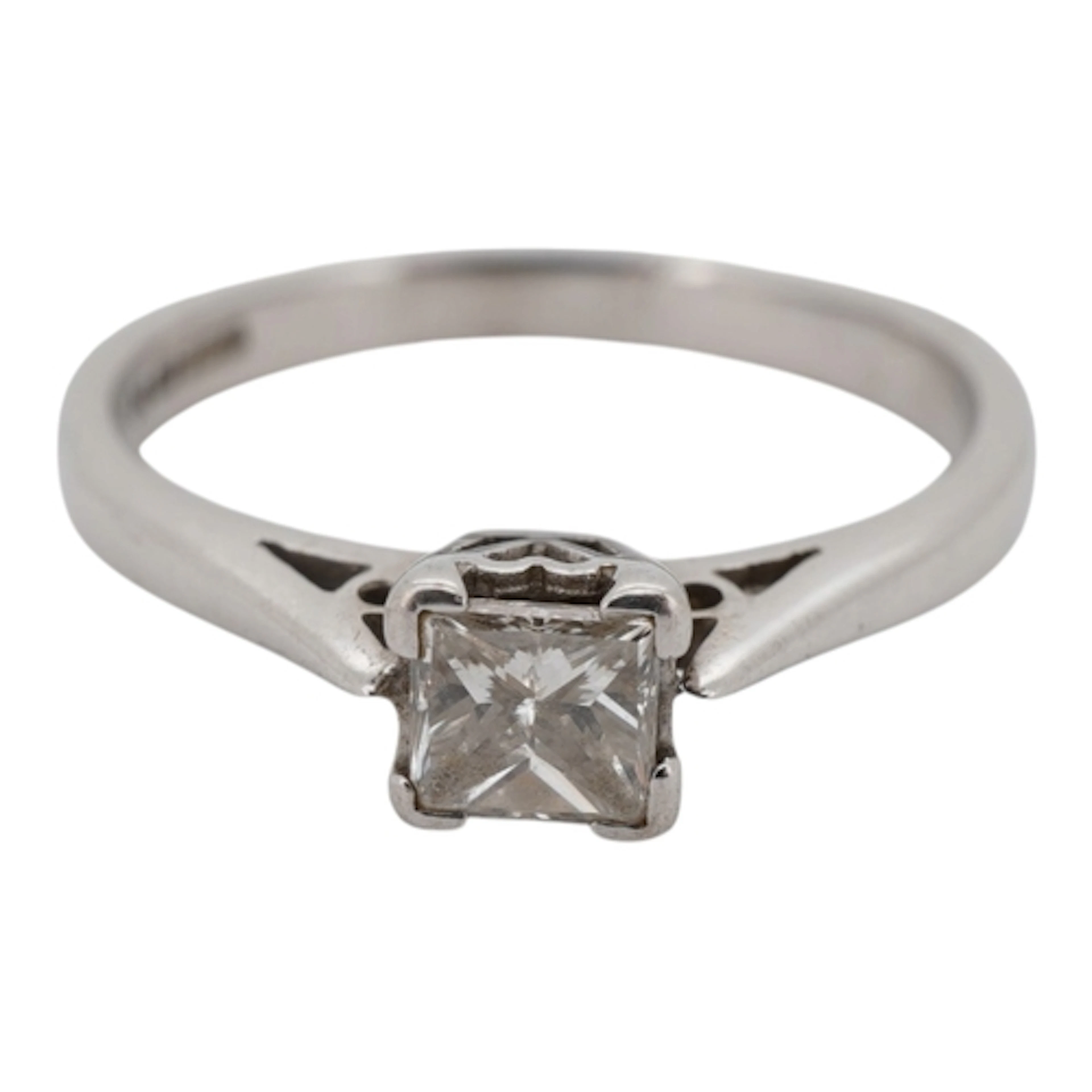 A modern 18ct white gold and solitaire Princess cut diamond ...