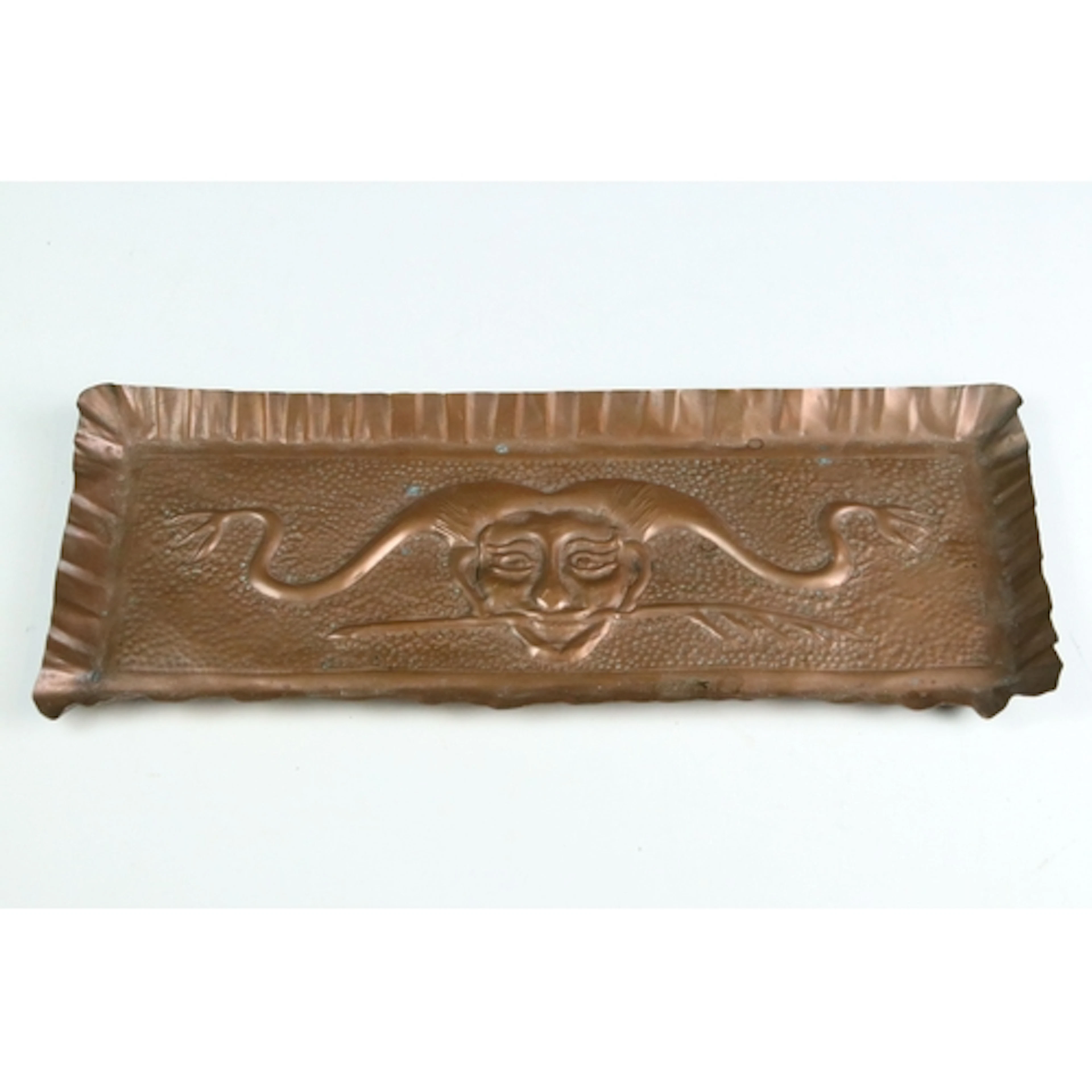 20th century Arts & Crafts copper tray having repousse decor...