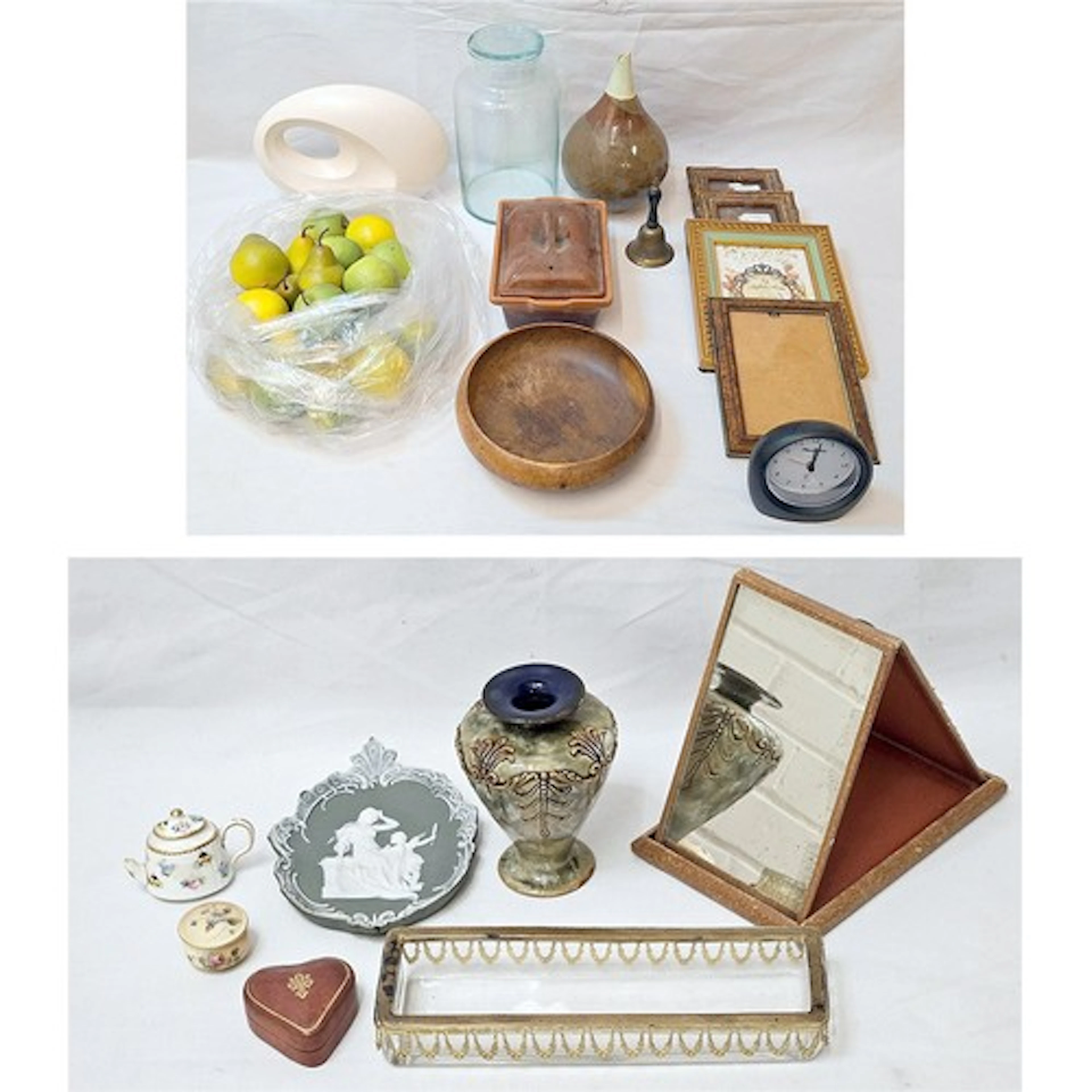 Bulbous Studio Pottery Vase, earthenware lidded oven dish, c...