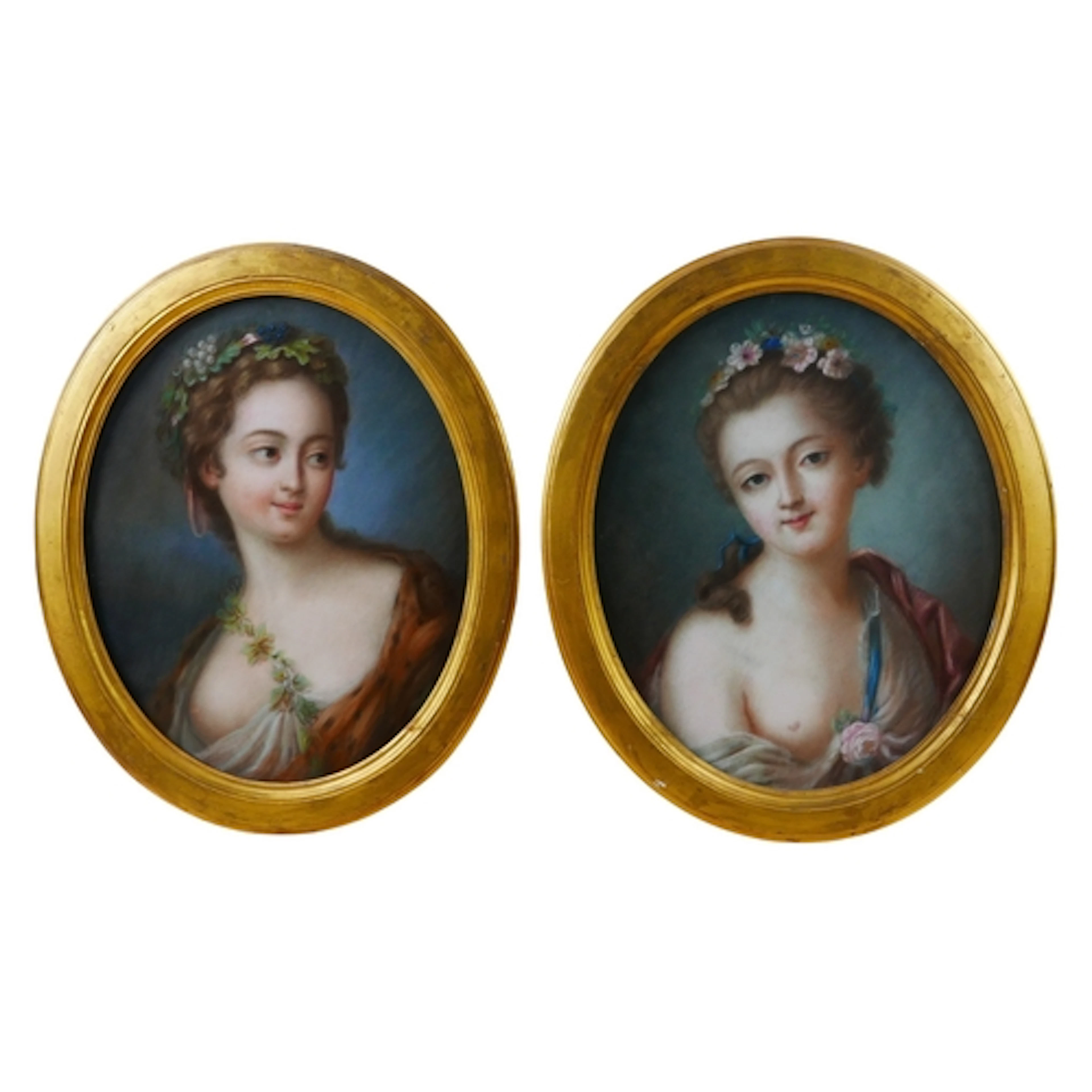 EUROPEAN SCHOOL (19TH CENTURY): TWO OVAL PASTEL PORTRAITS OF...