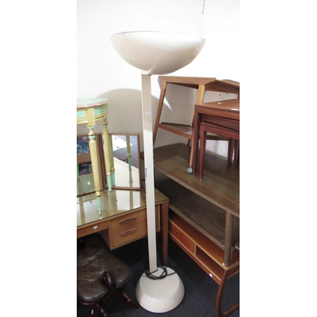 Pair of mid Century painted aluminium and composition up lig...