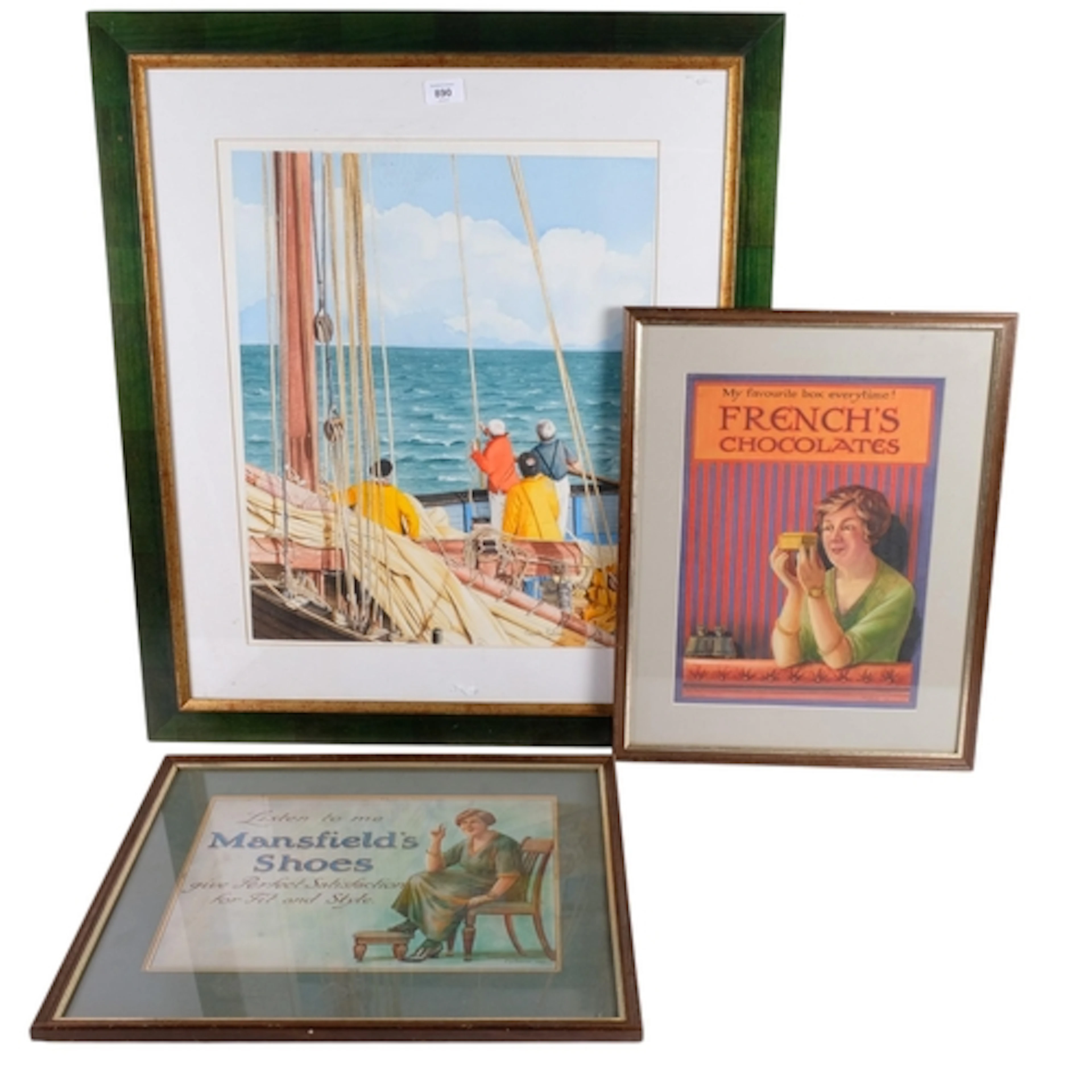 2 Vintage framed adverts, Mansfield's Shoes, and French's Ch...