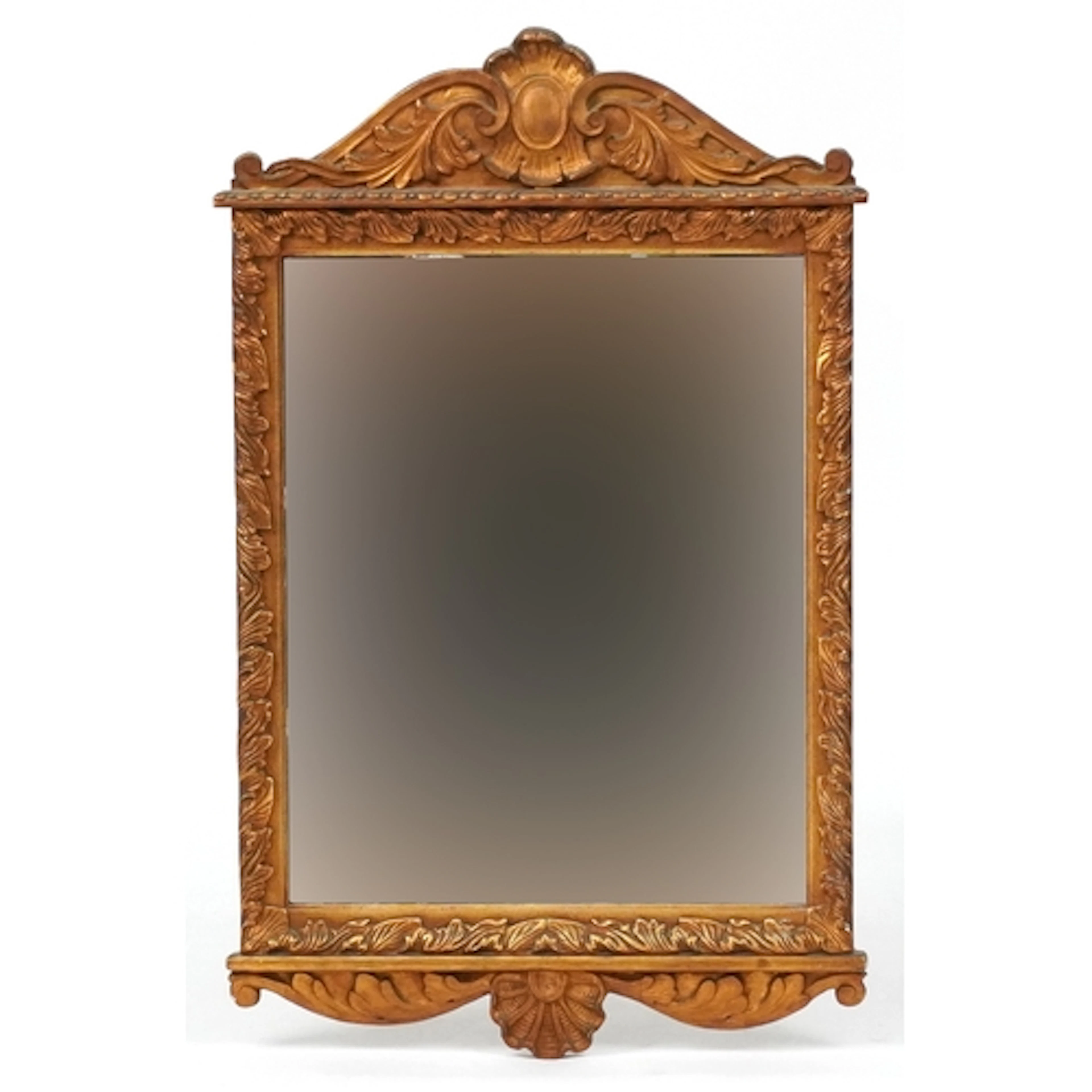 Decorative rectangular wall mirror with gilt carved wood fra...