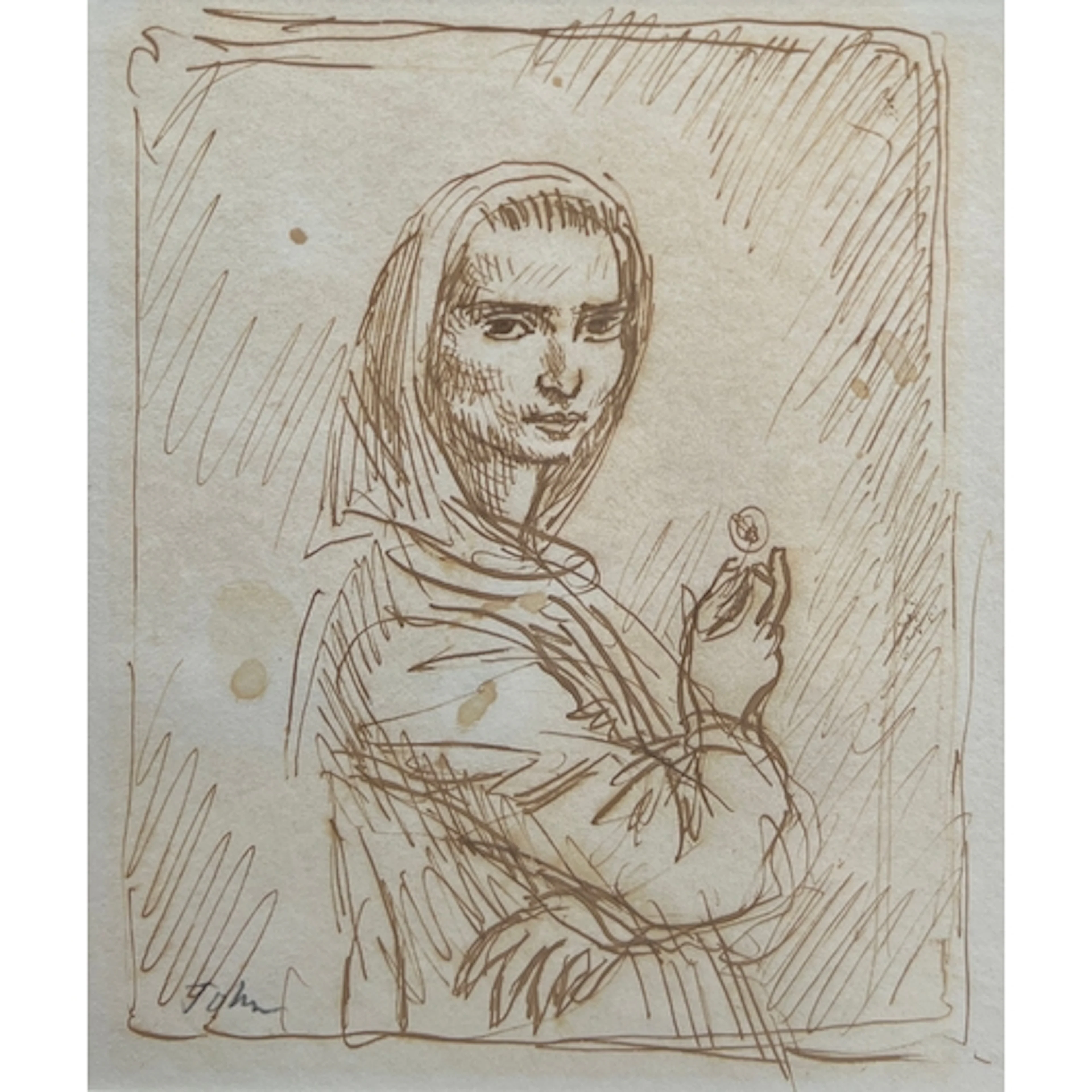 Augustus John RA (1878-1961), portrait of Dorelia in a heads...