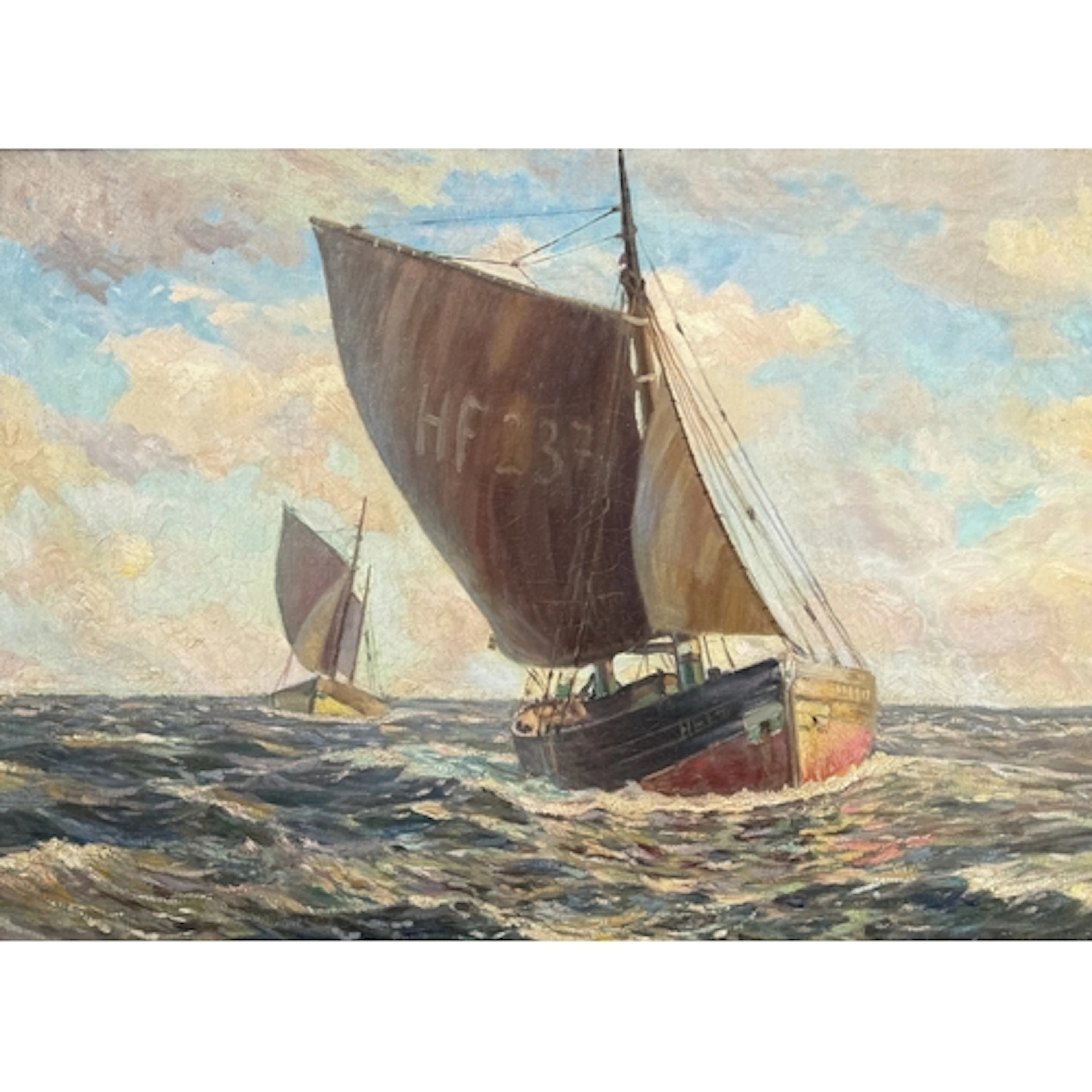 EARLY 20TH CENTURY SEASCAPE WITH SAILING YACHT Oil on canvas...