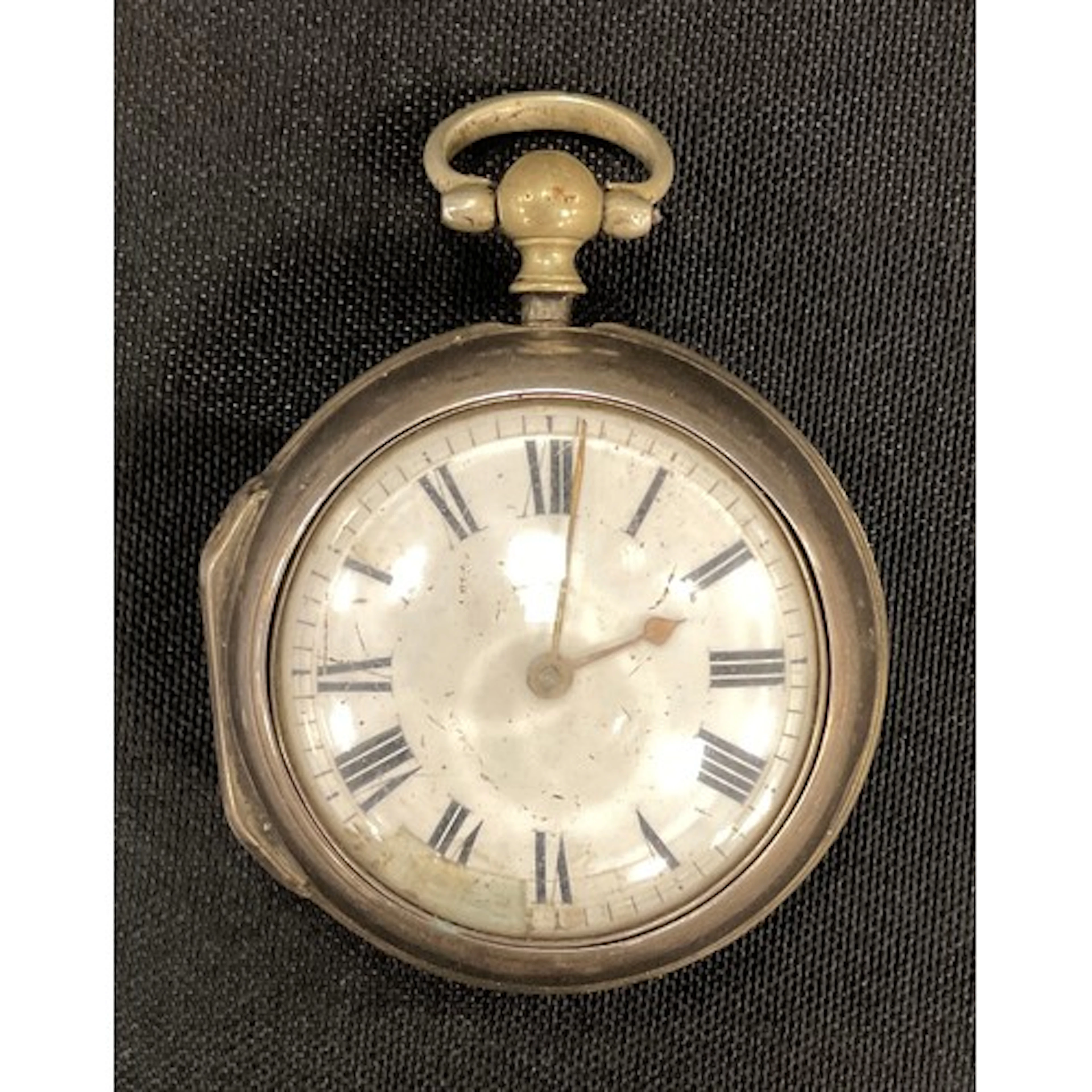 A George II silver pair cased pocket watch, signed Ann Kirk,...